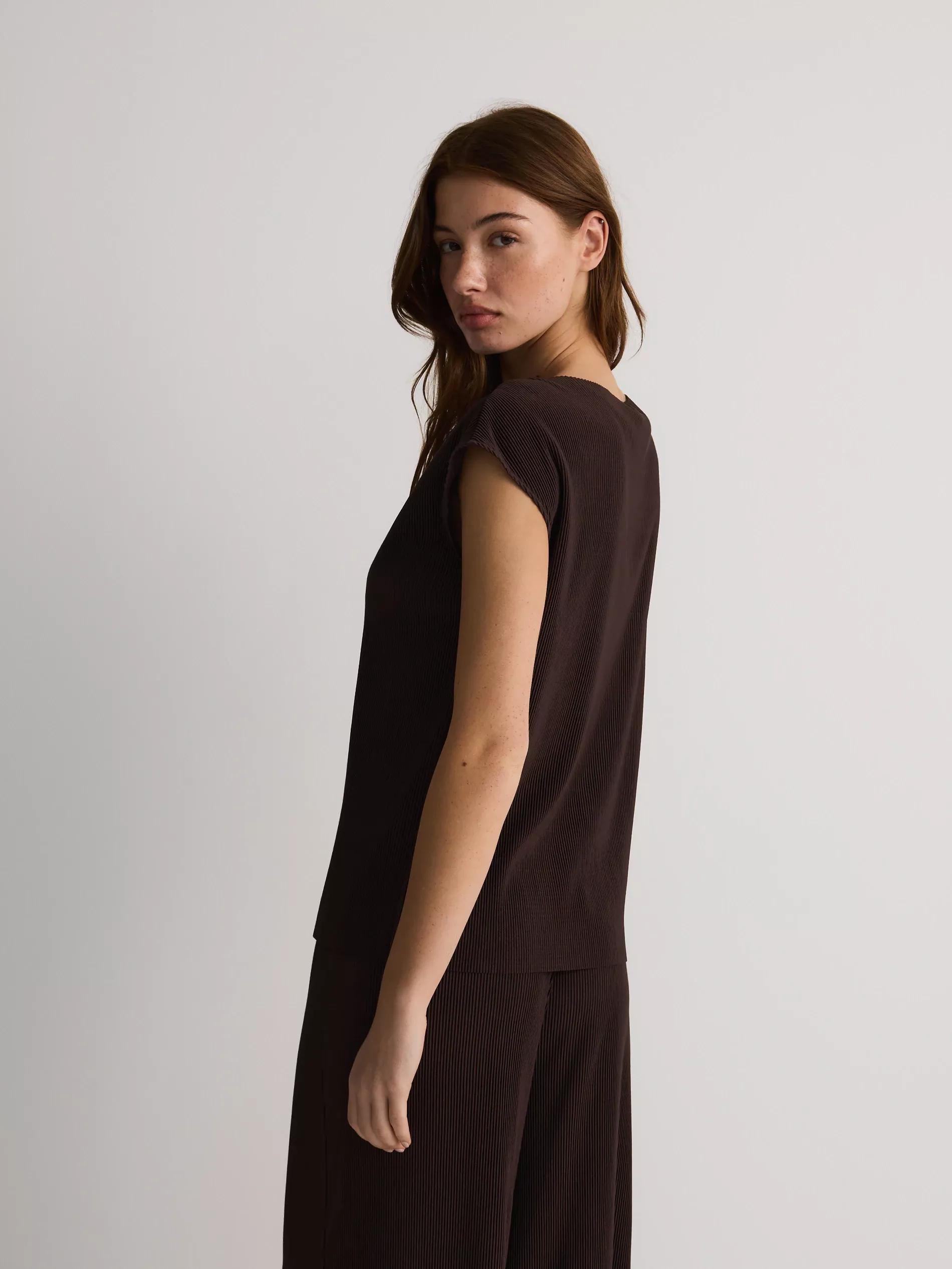 Brown Striped Blouse, Brown, large image number 3