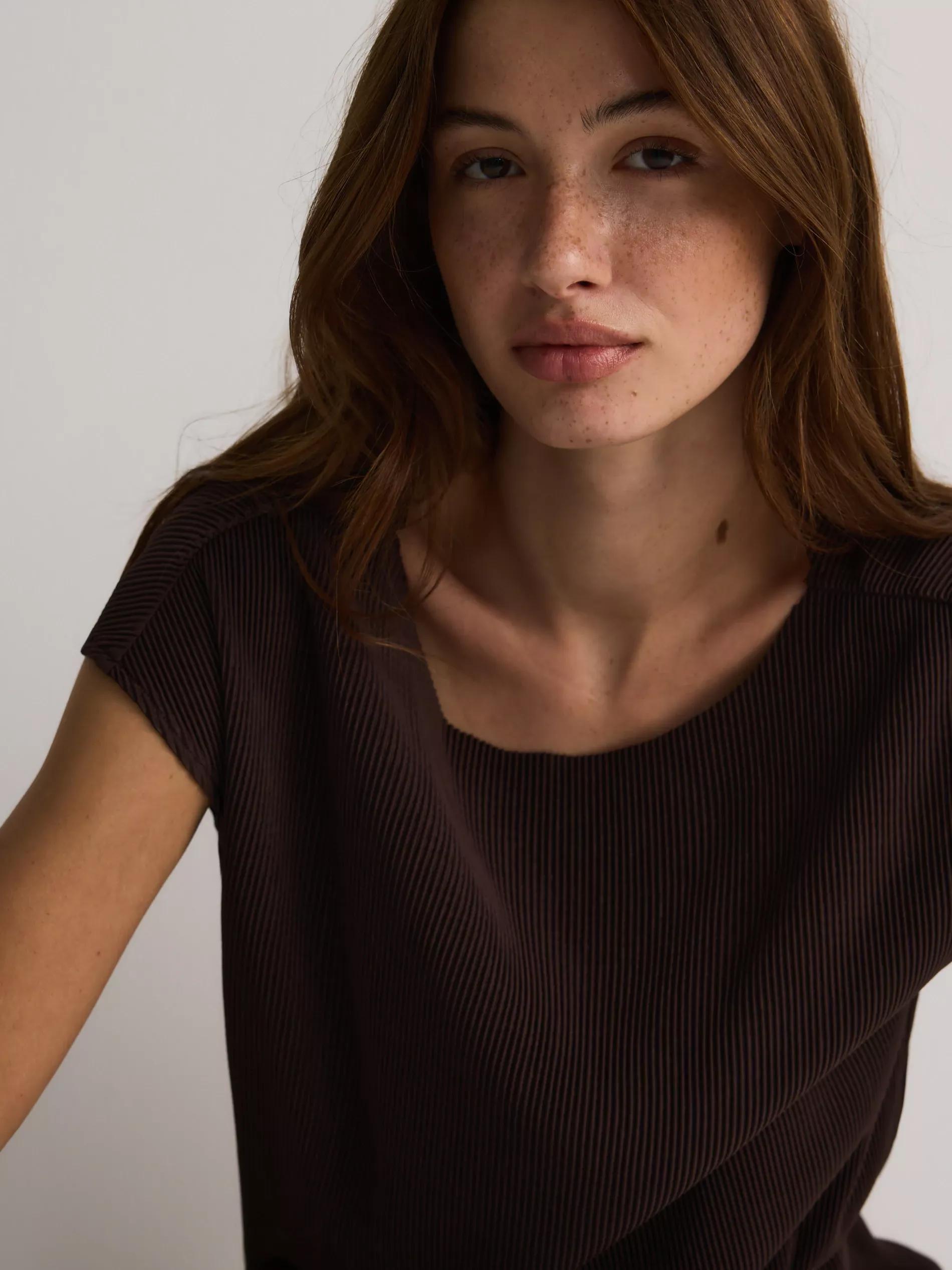 Brown Striped Blouse, Brown, large image number 4