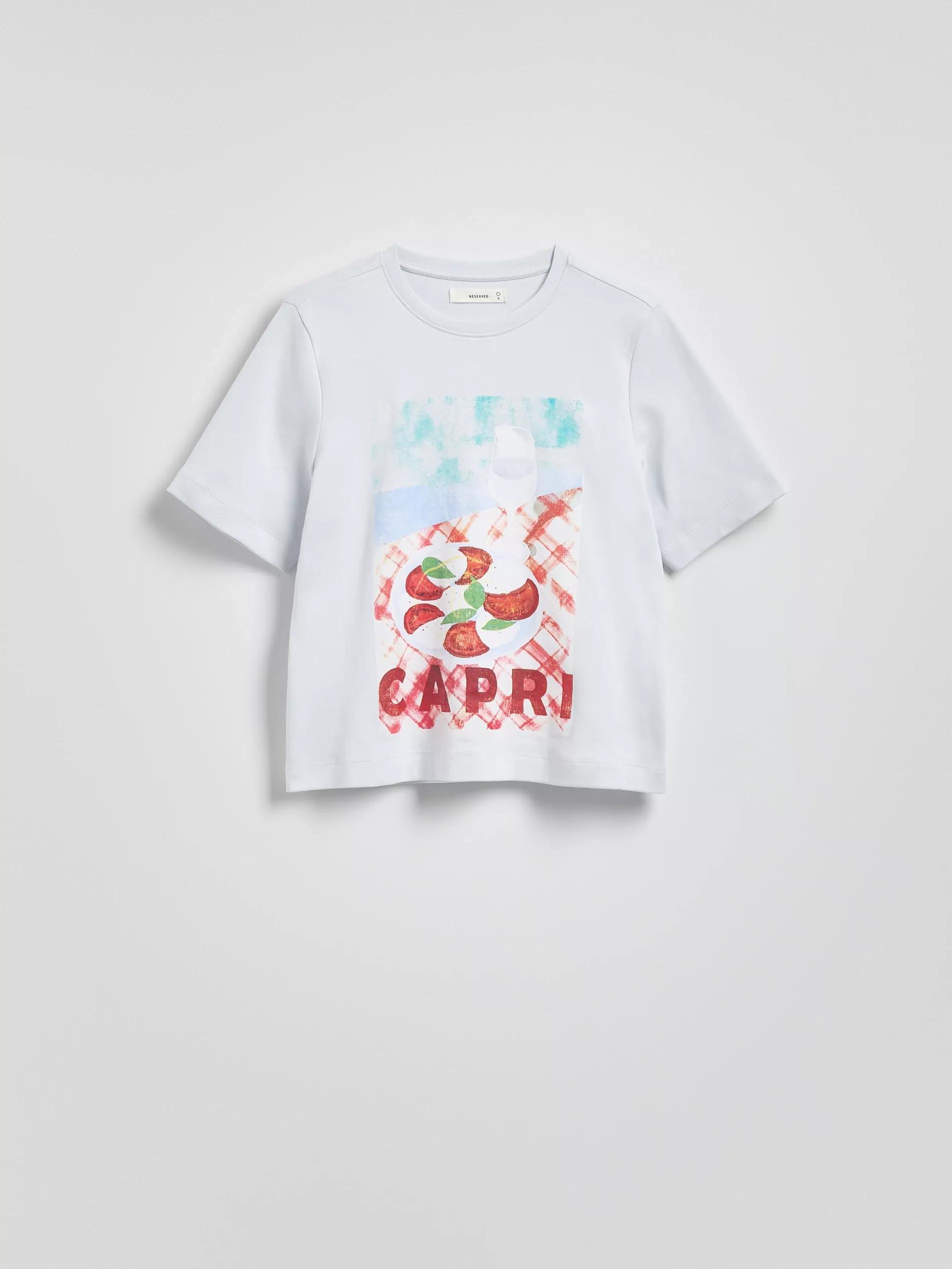 Blue Cotton T-Shirt With Print, , large image number 4