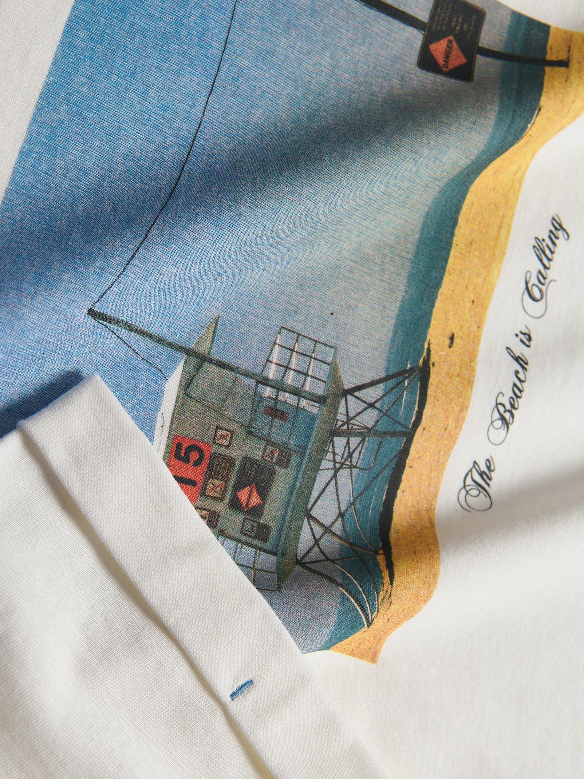Cream T-Shirt With Print, , large image number 1