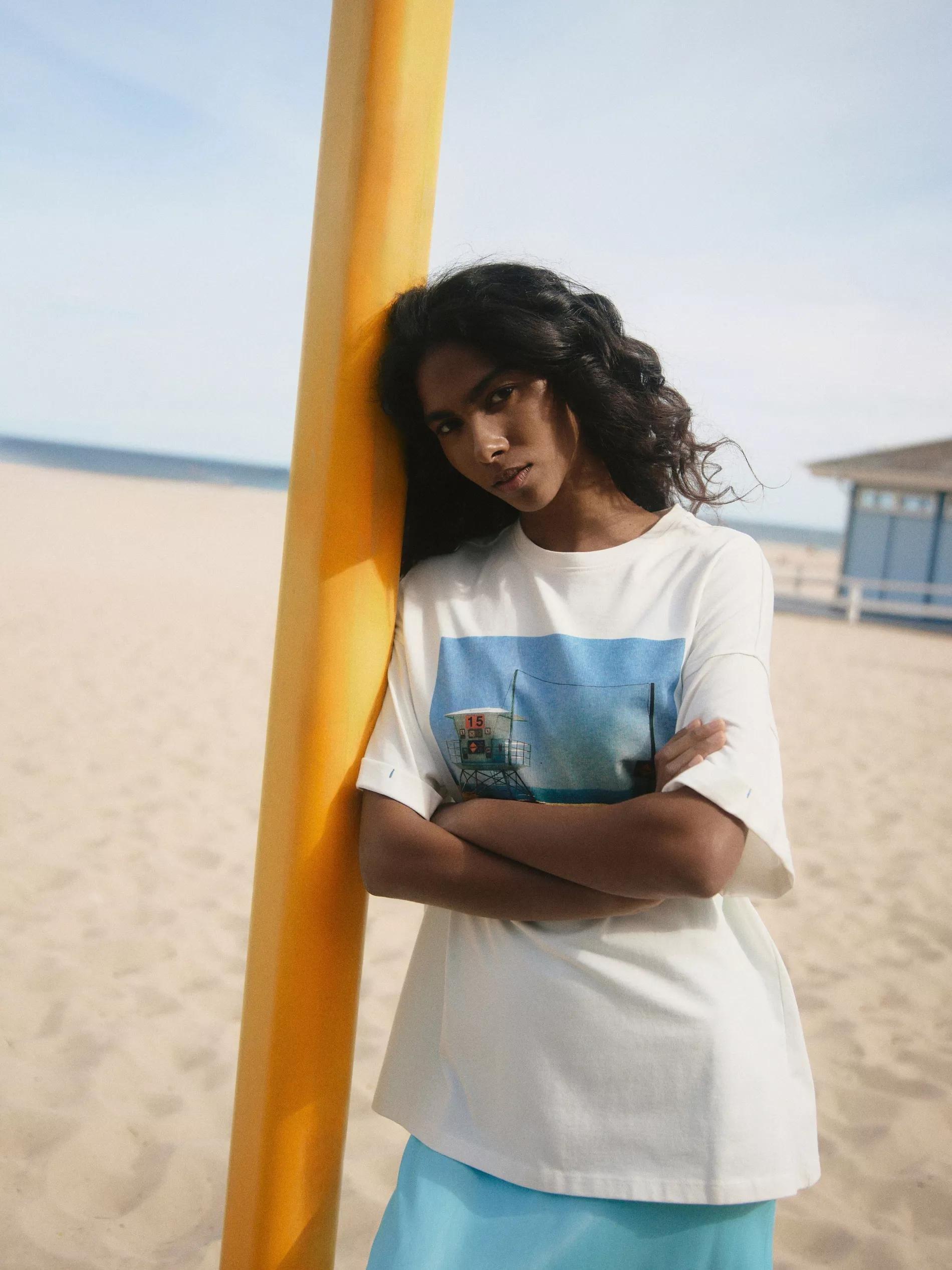 Cream T-Shirt With Print, , large image number 2