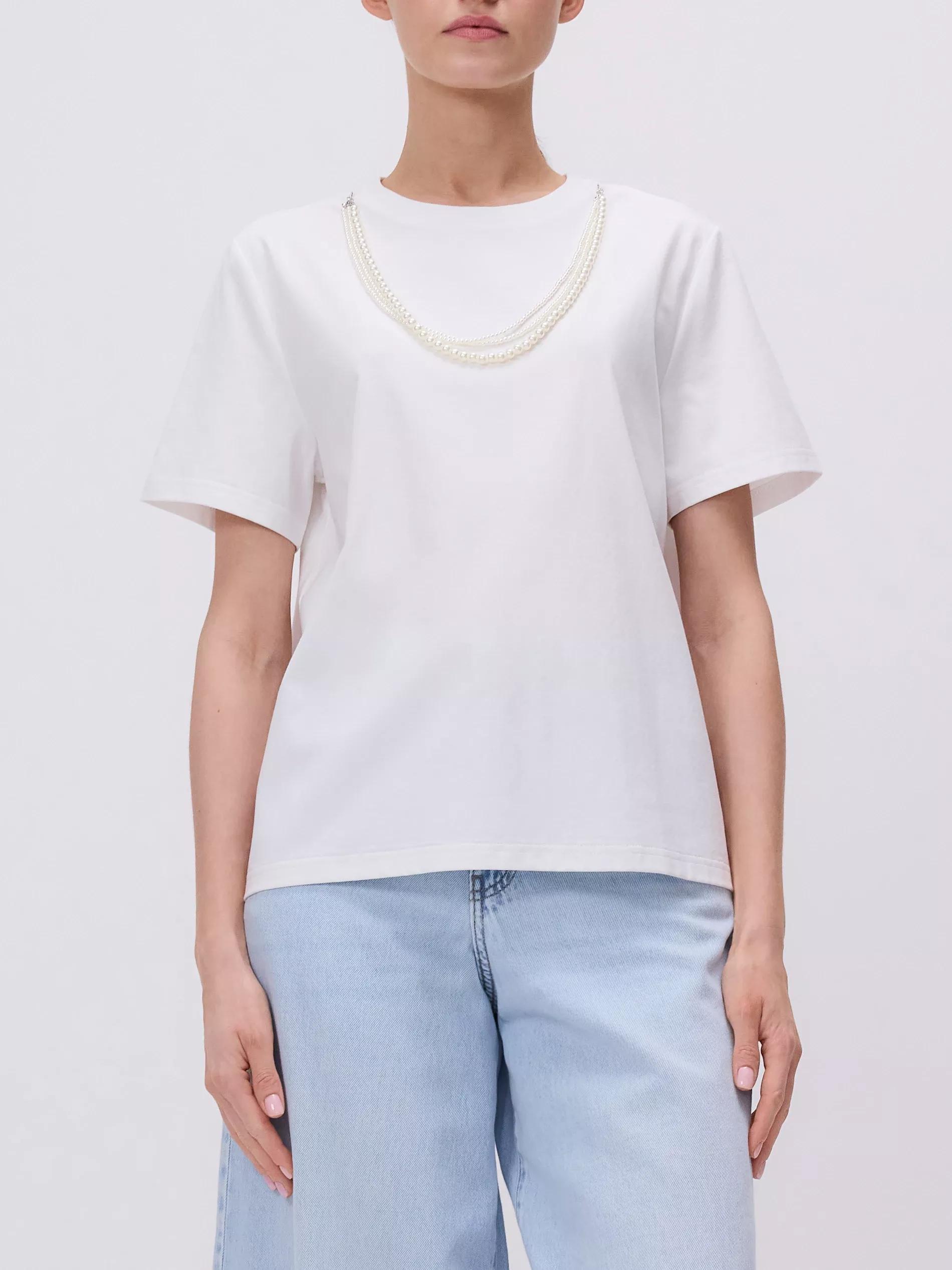 CREAM T-shirt with detachable embellishment, , large image number 3