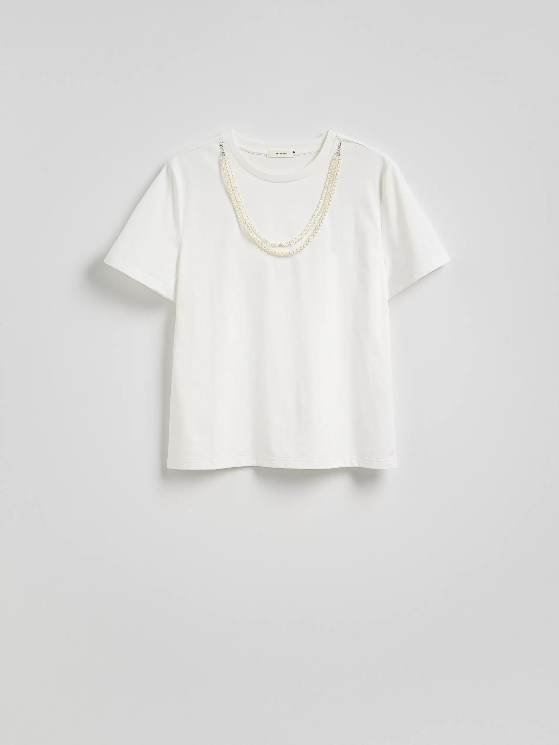 CREAM T-shirt with detachable embellishment, , large image number 4