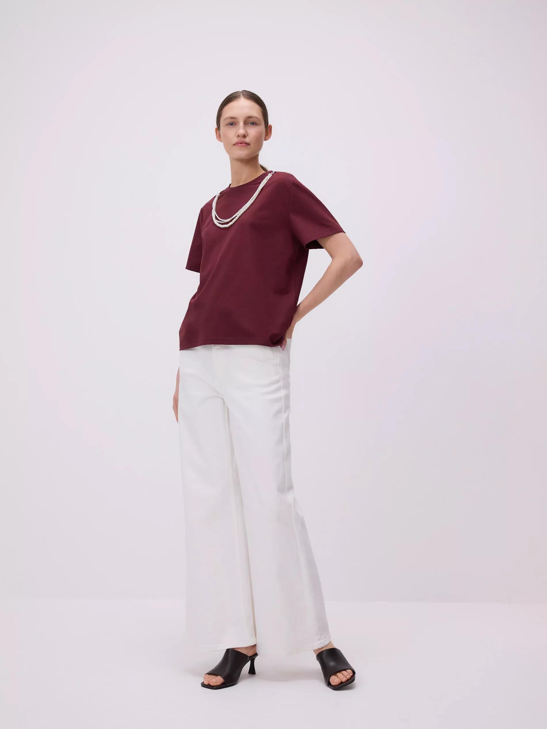 MAROON T-shirt with detachable embellishment, , large image number 2