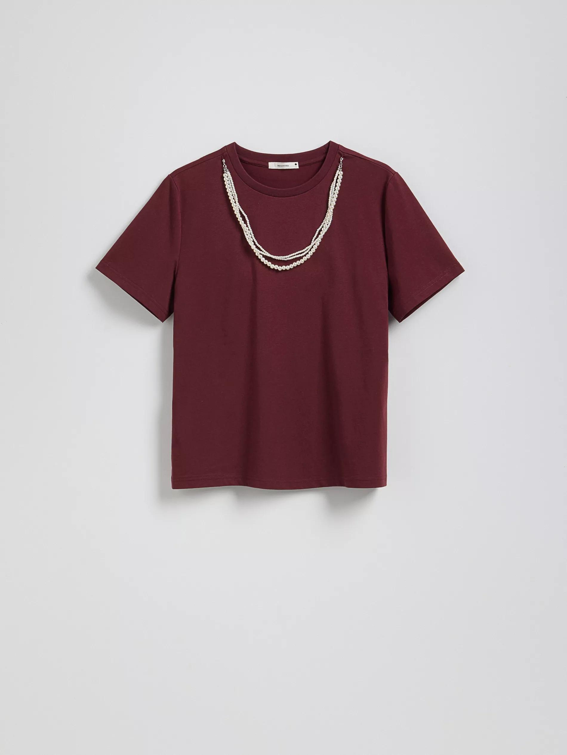 MAROON T-shirt with detachable embellishment, , large image number 4