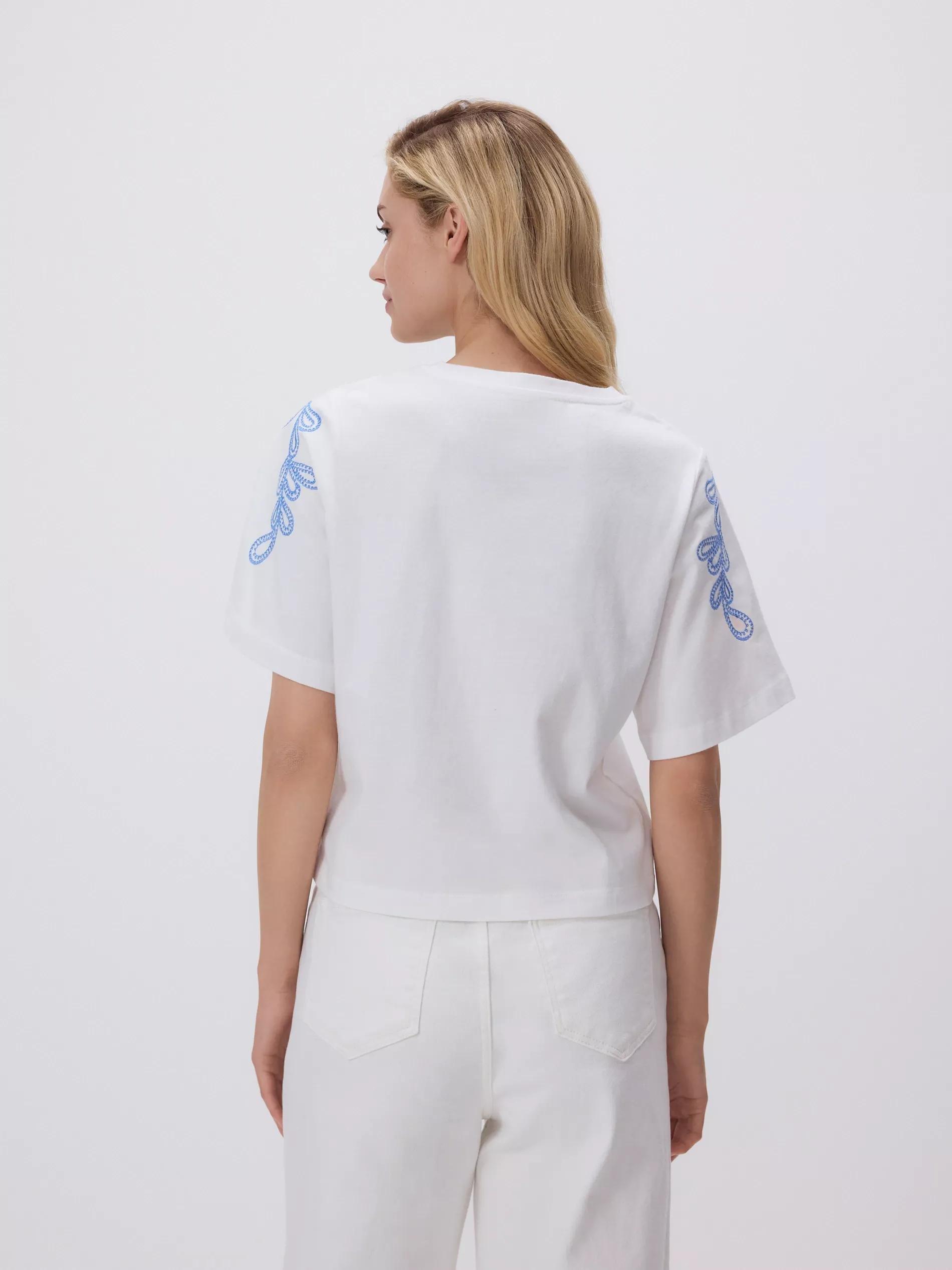 CREAM T-shirt with embroidery detailing, , large image number 3