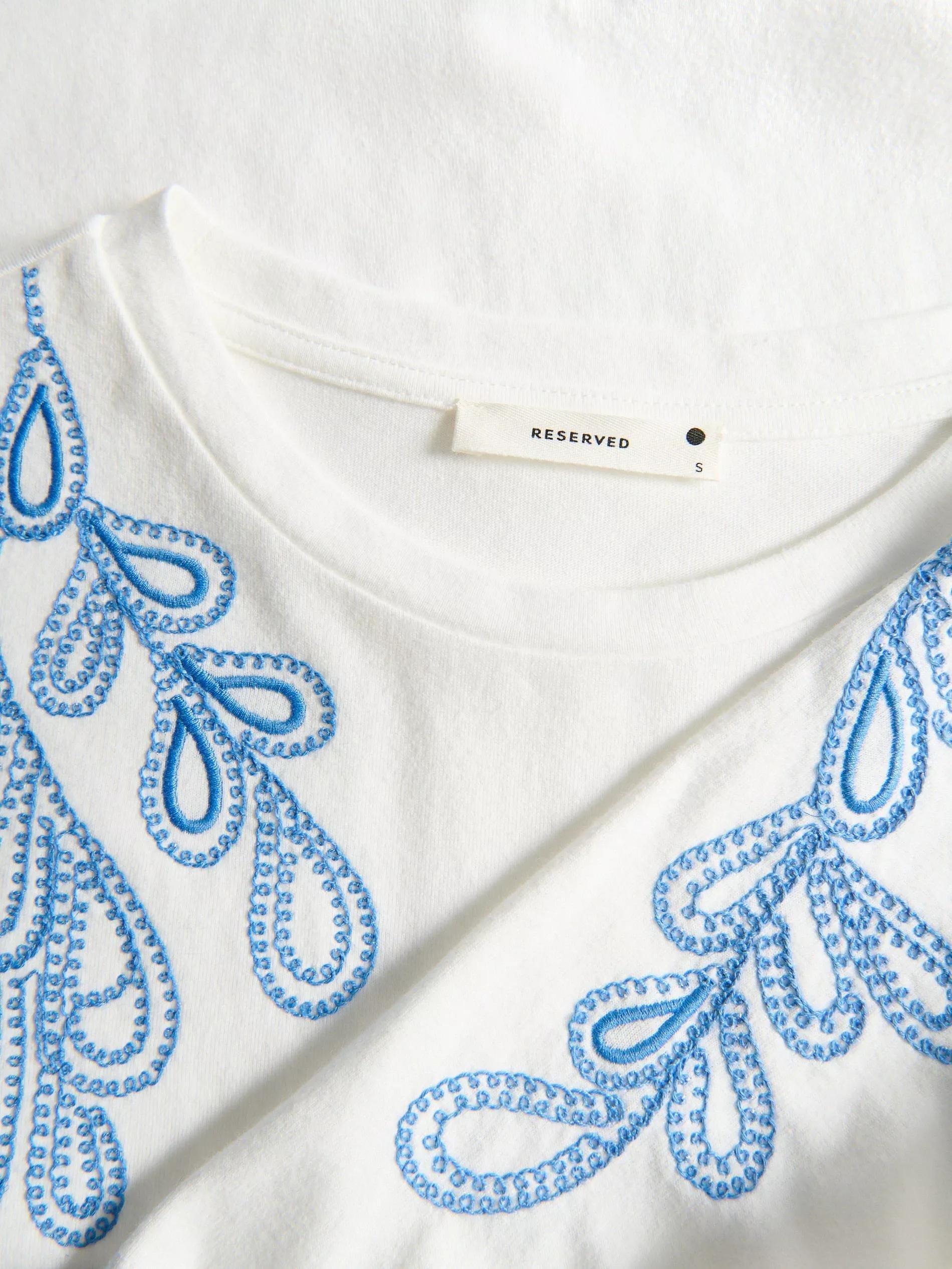 CREAM T-shirt with embroidery detailing, , large image number 5