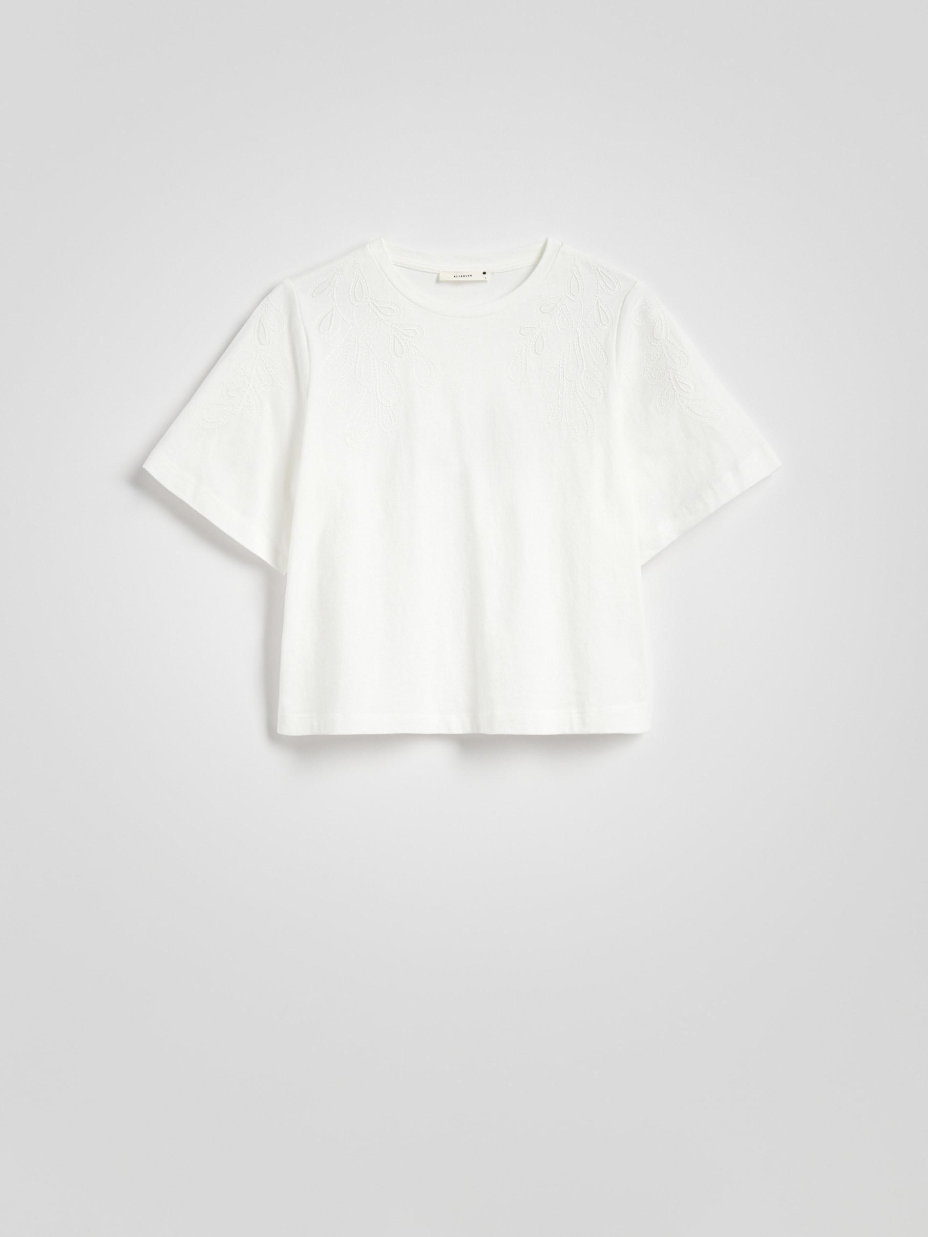 CREAM T-shirt with embroidery detailing, , large image number 4