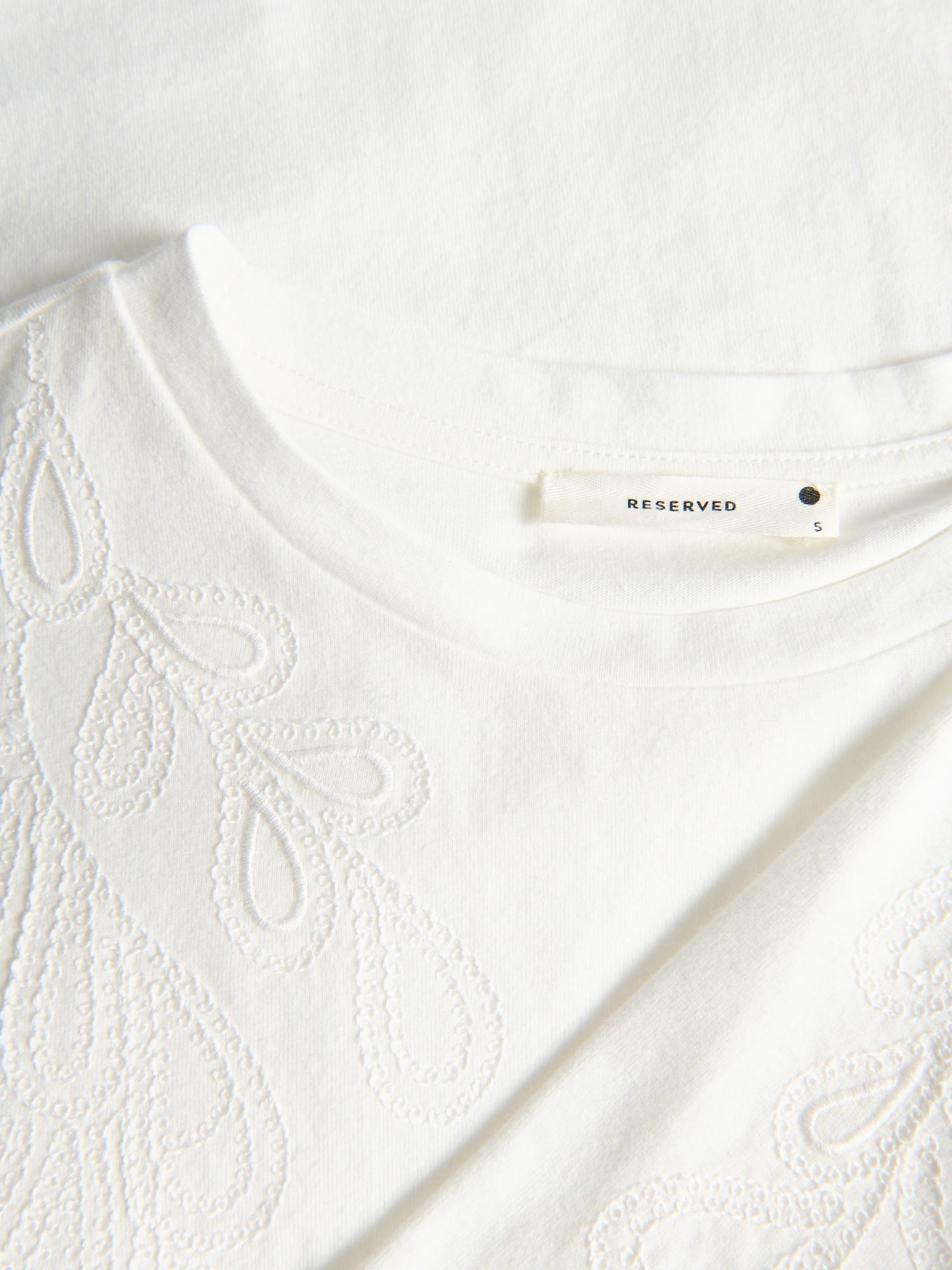 CREAM T-shirt with embroidery detailing, , large image number 5