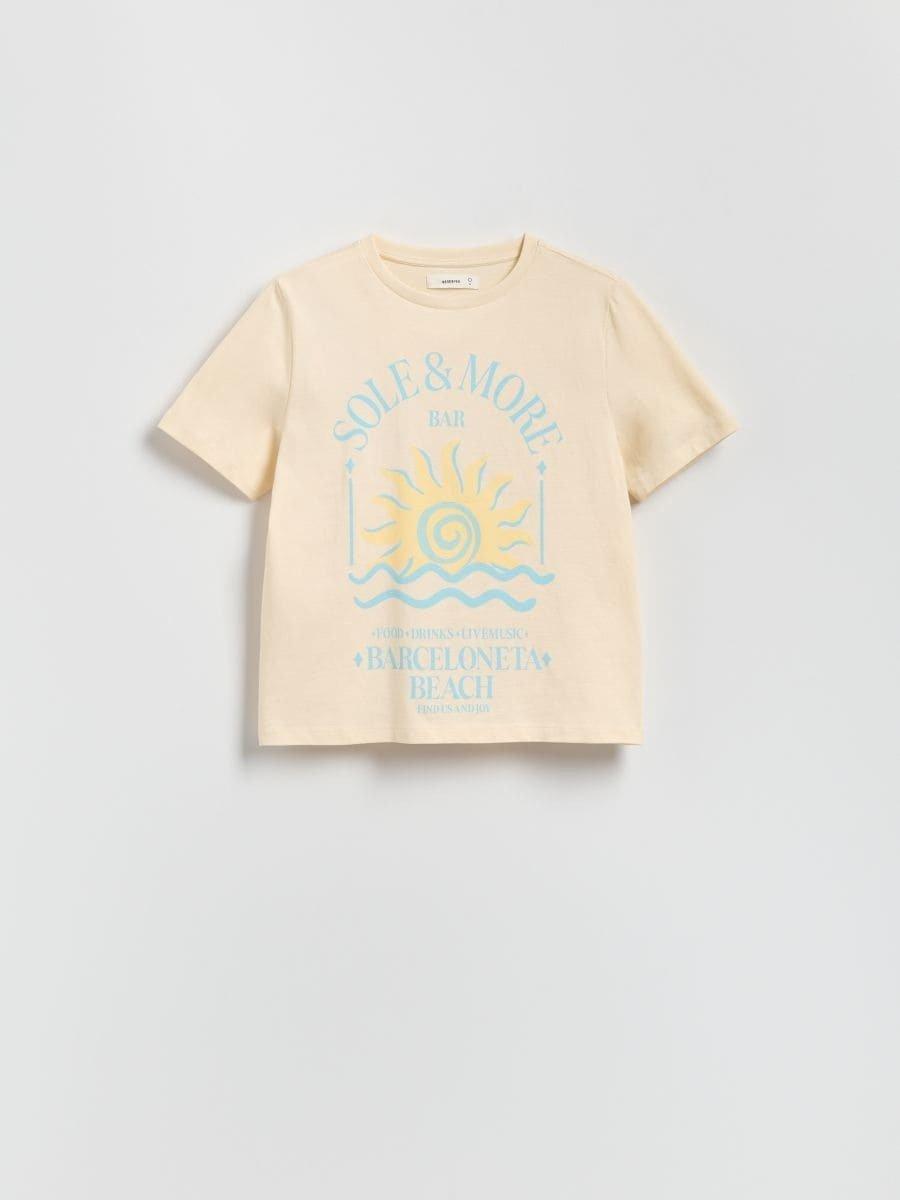 CREAM T-shirt with print, Ivory, large image number 0