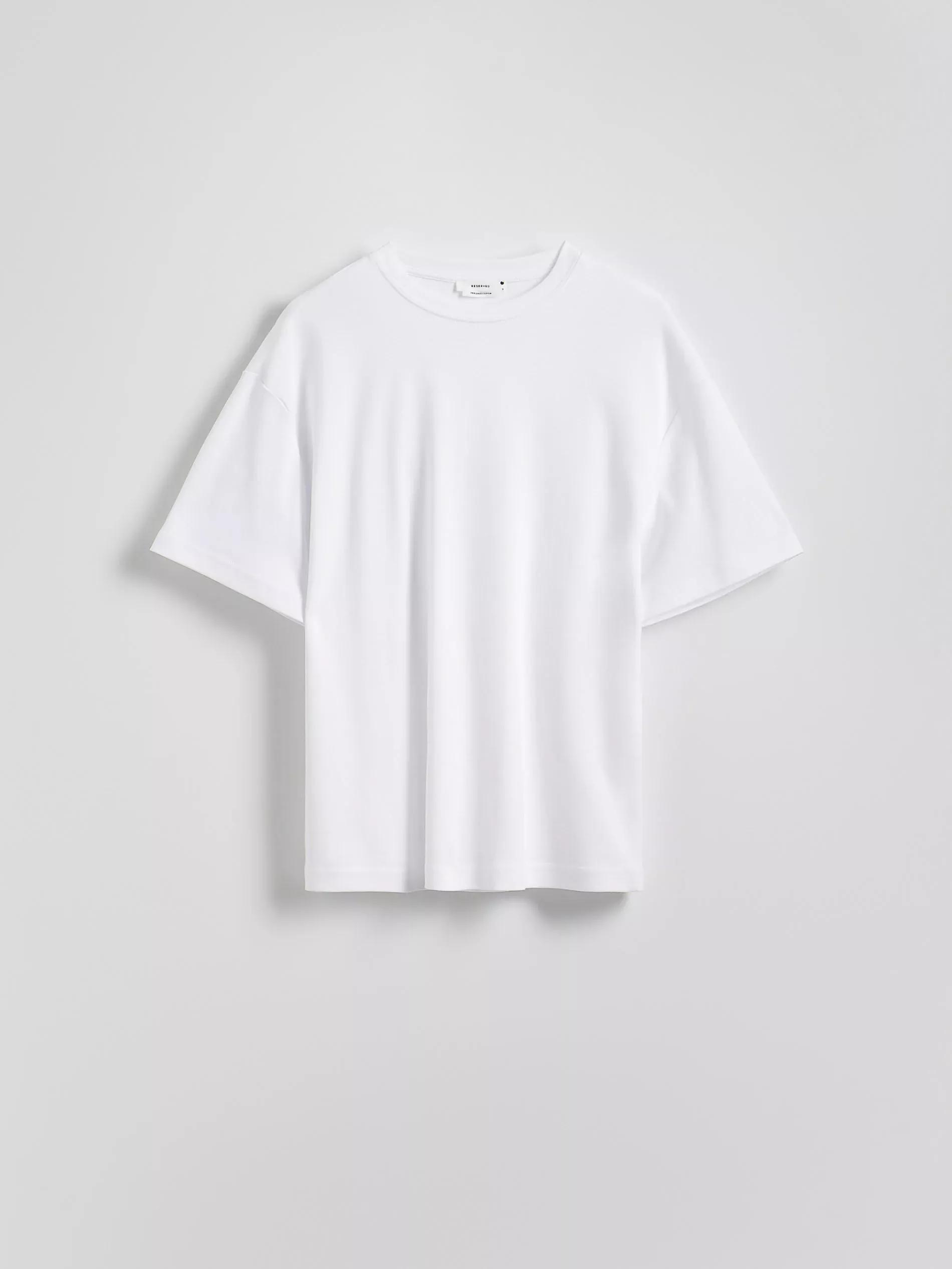 White Oversized Cotton Blend T-Shirt, , medium