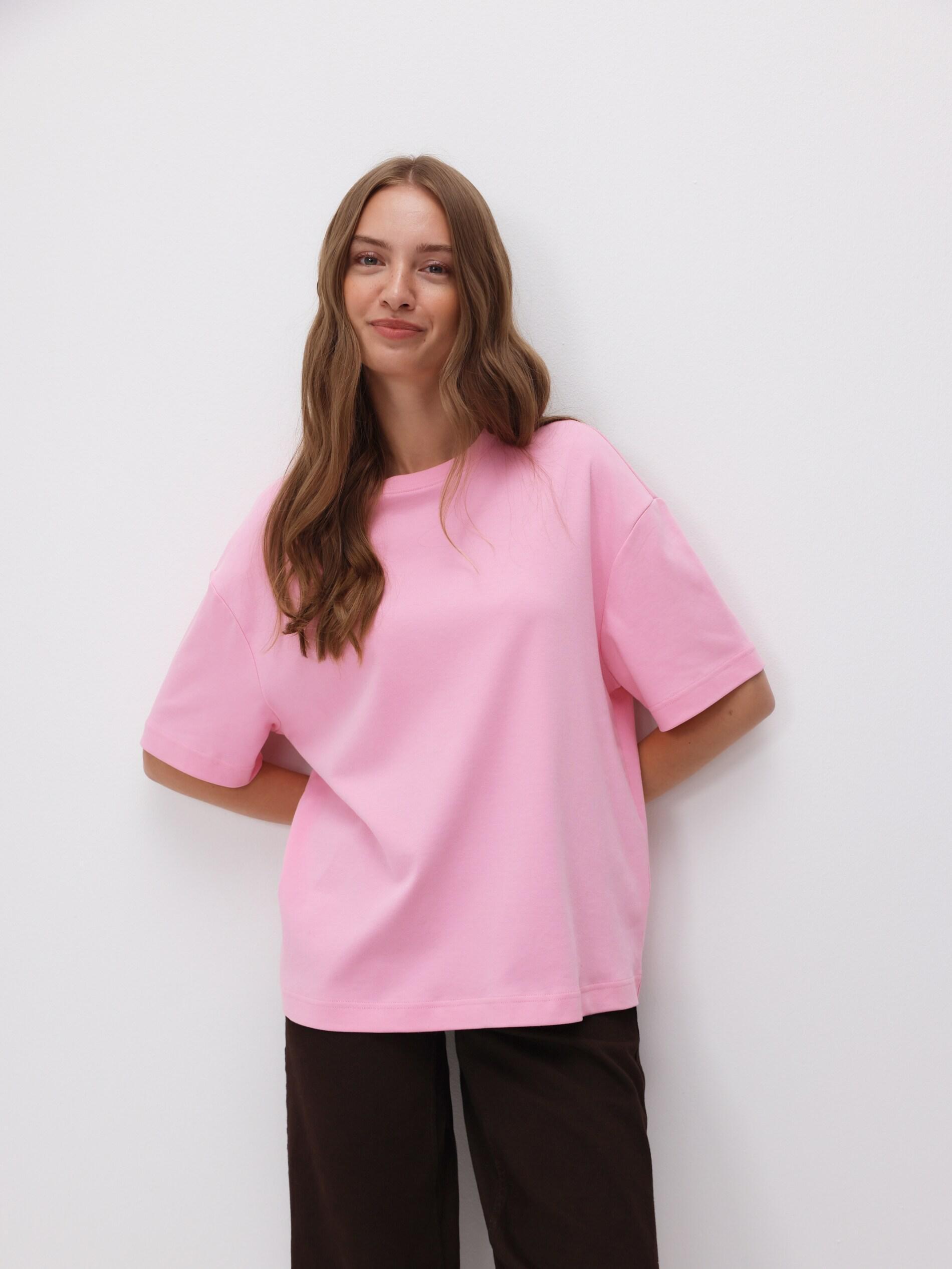 Pink Oversized Mercerised Cotton Blend T-Shirt, Pink, large image number 2
