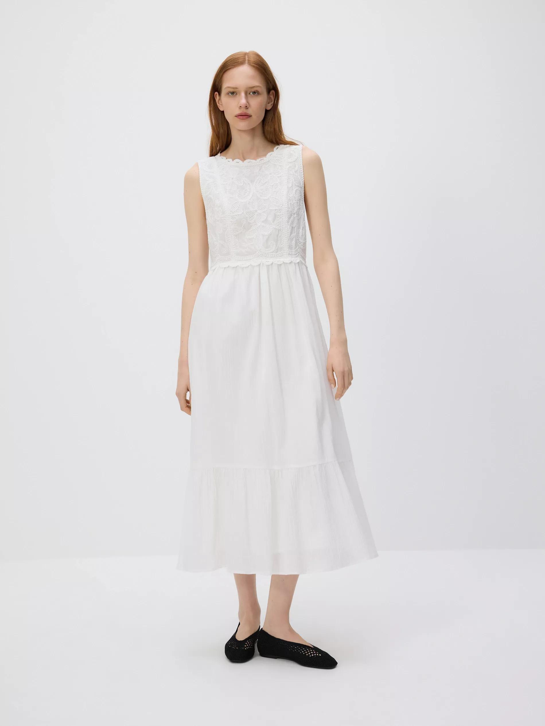 Cream Midi Dress, , large image number 0