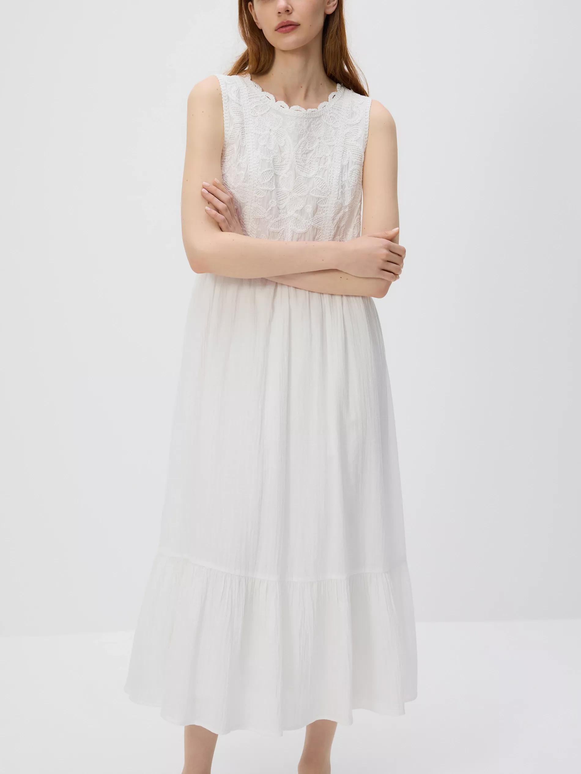 Cream Midi Dress, , large image number 1
