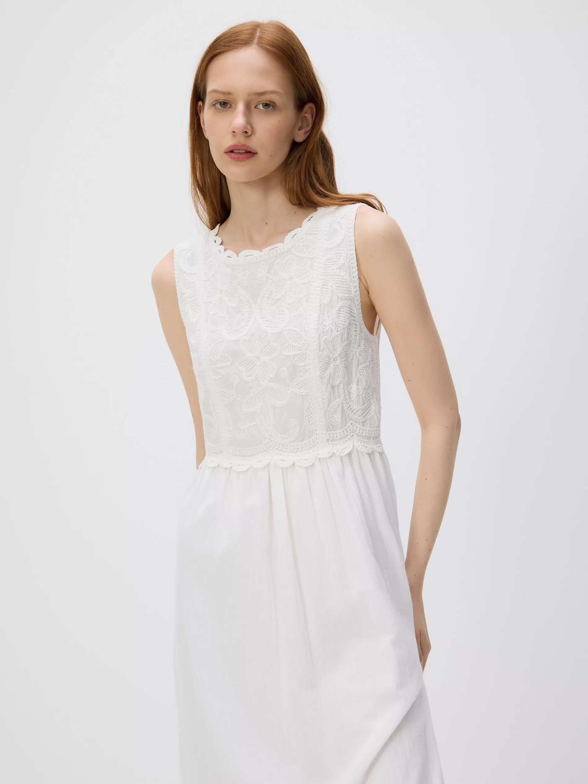 Cream Midi Dress, , large image number 2