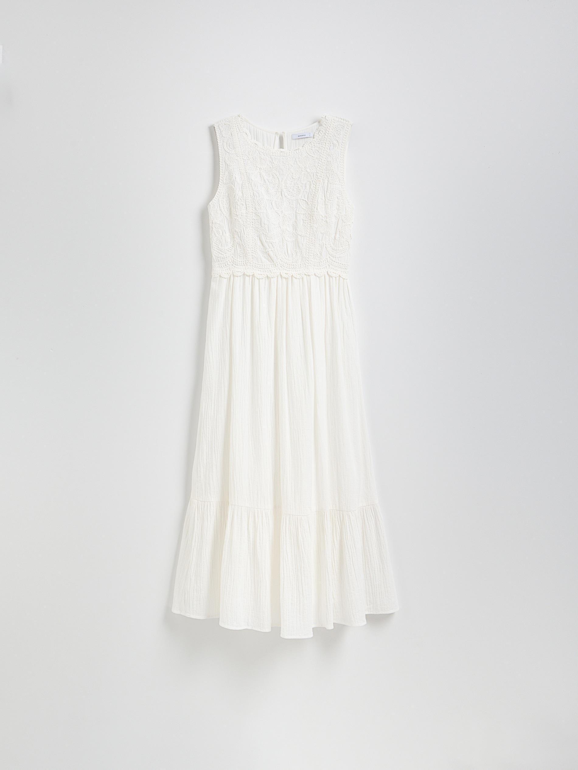 Cream Midi Dress, , large image number 4