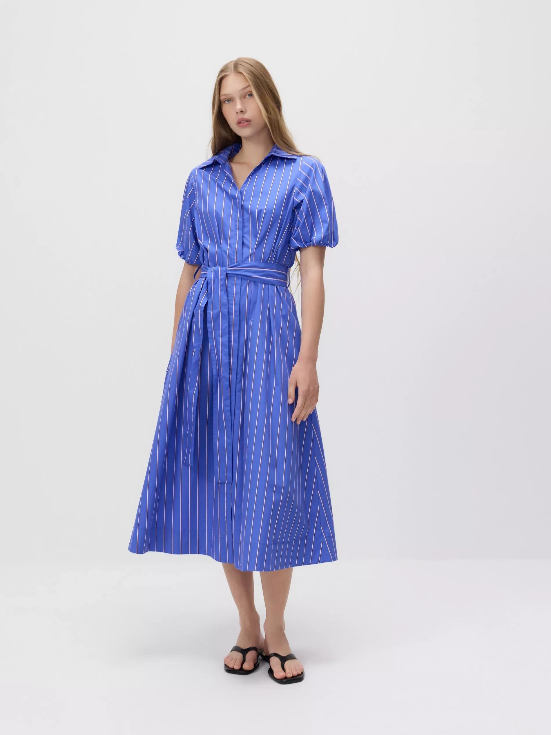 Blue Maxi Dress With Tie Waist, , large image number 0