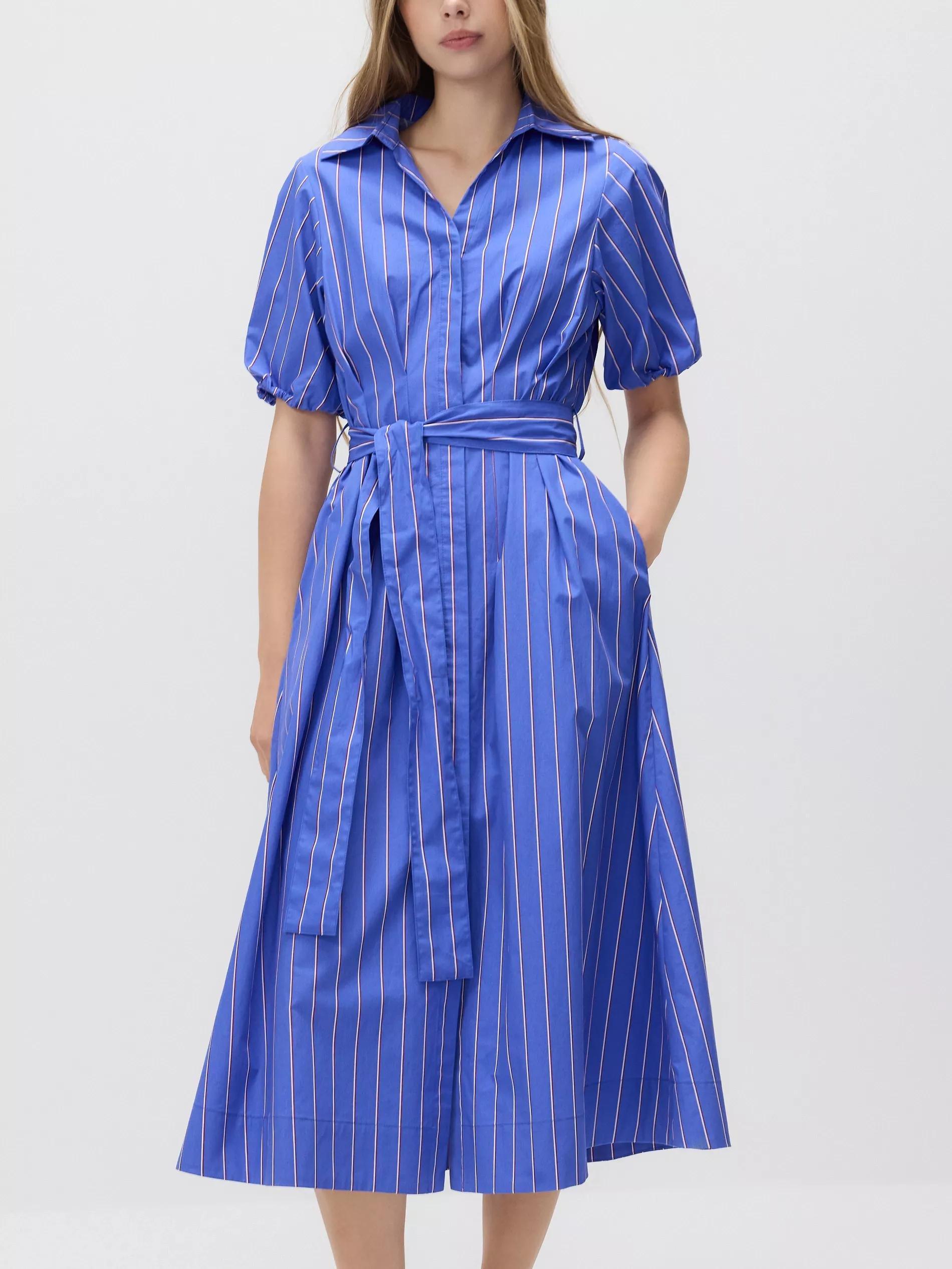 Blue Maxi Dress With Tie Waist, , large image number 1