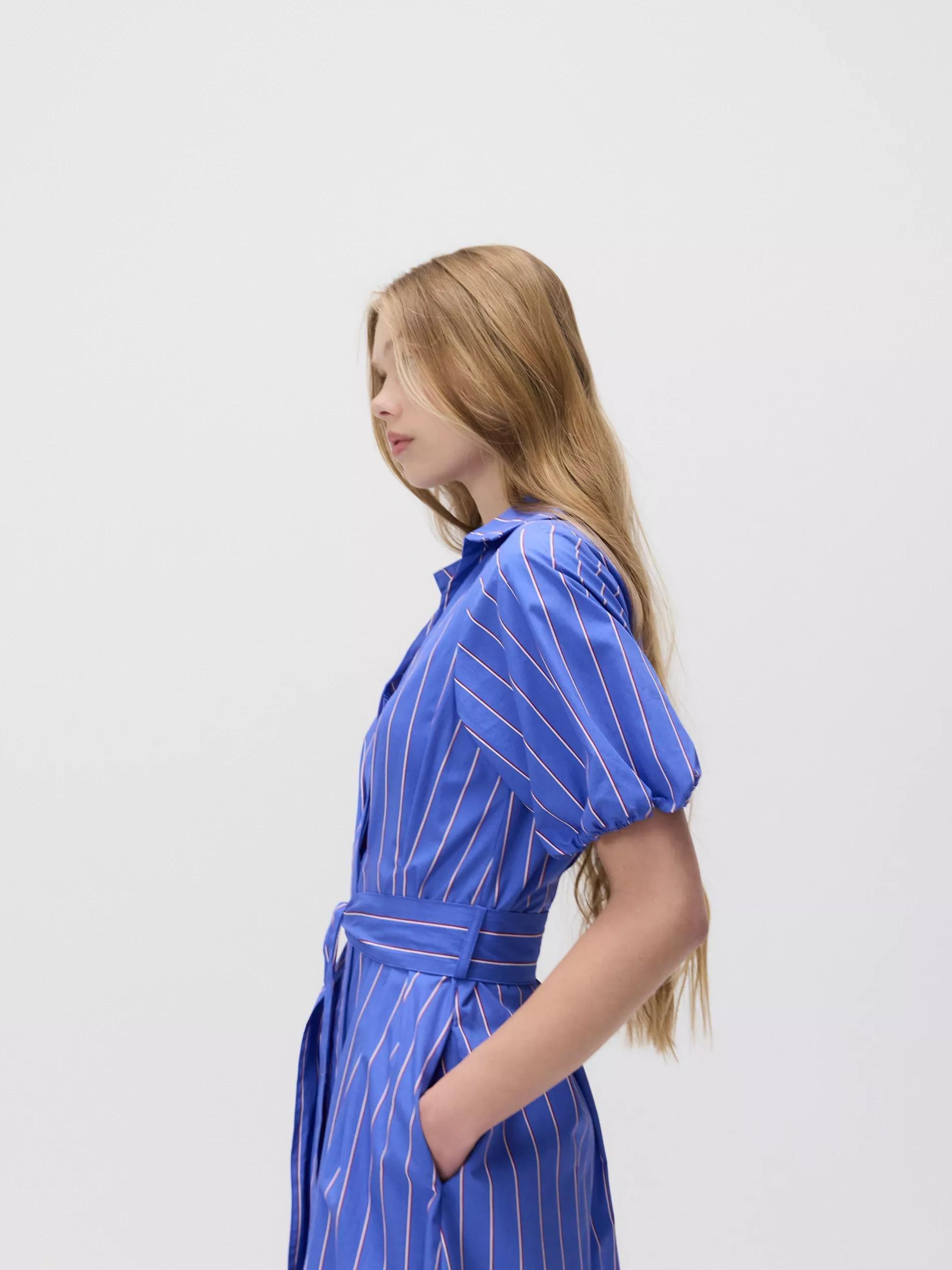 Blue Maxi Dress With Tie Waist, , large image number 2