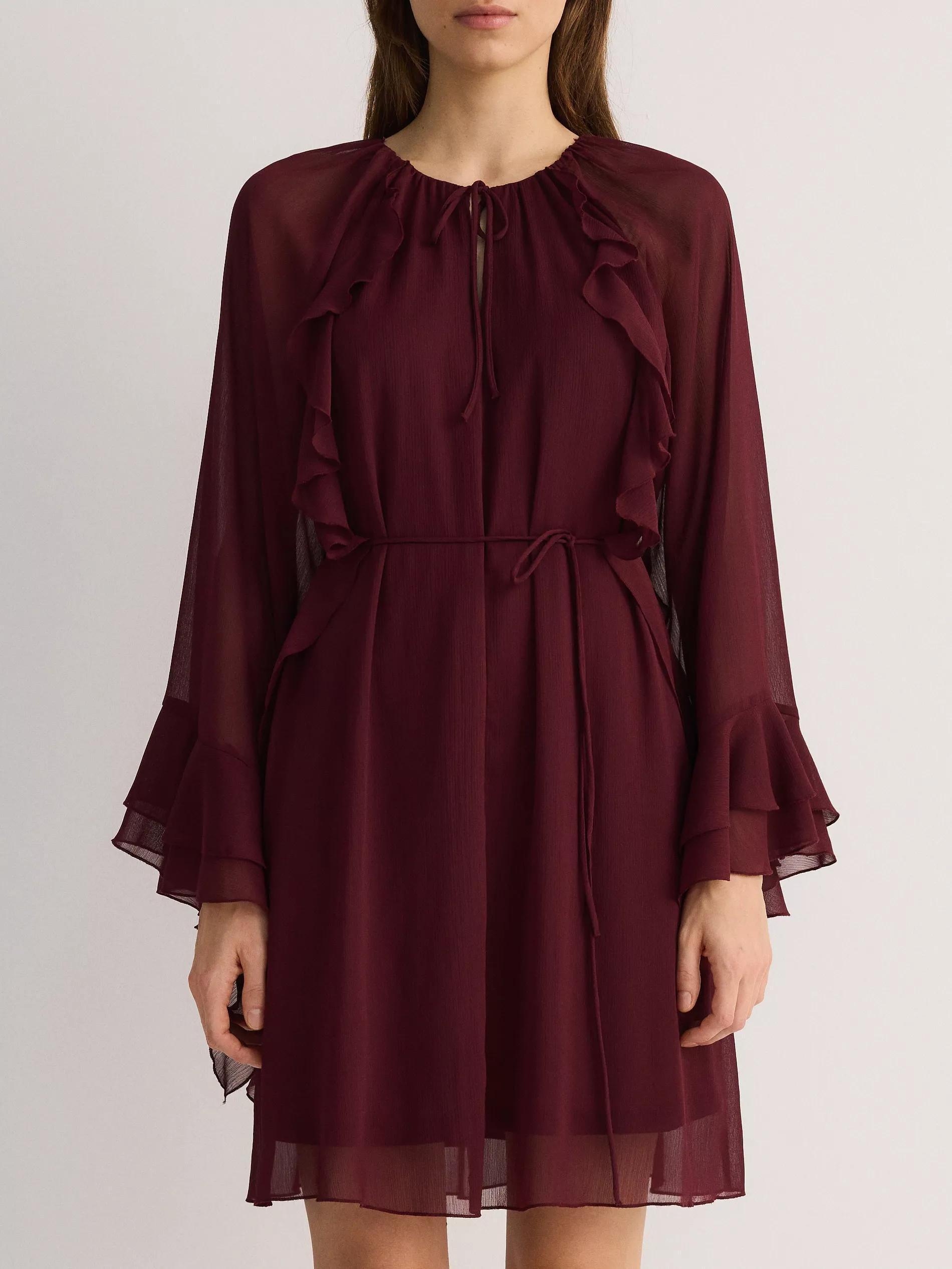Red Detailed Long Sleeve Mini Dress, , large image number 4