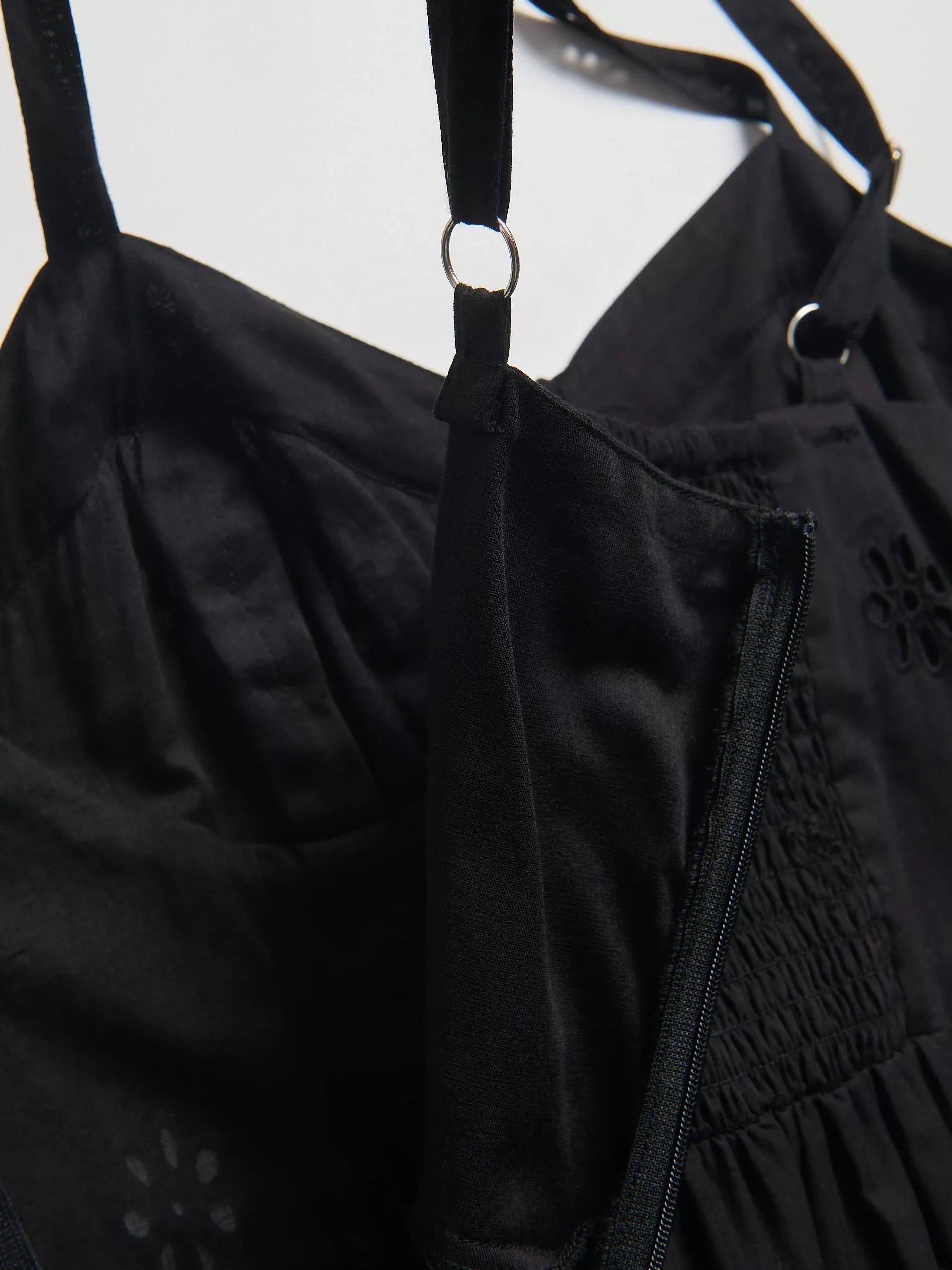 Black Midi Dress With Openwork Embroidery, , large image number 5