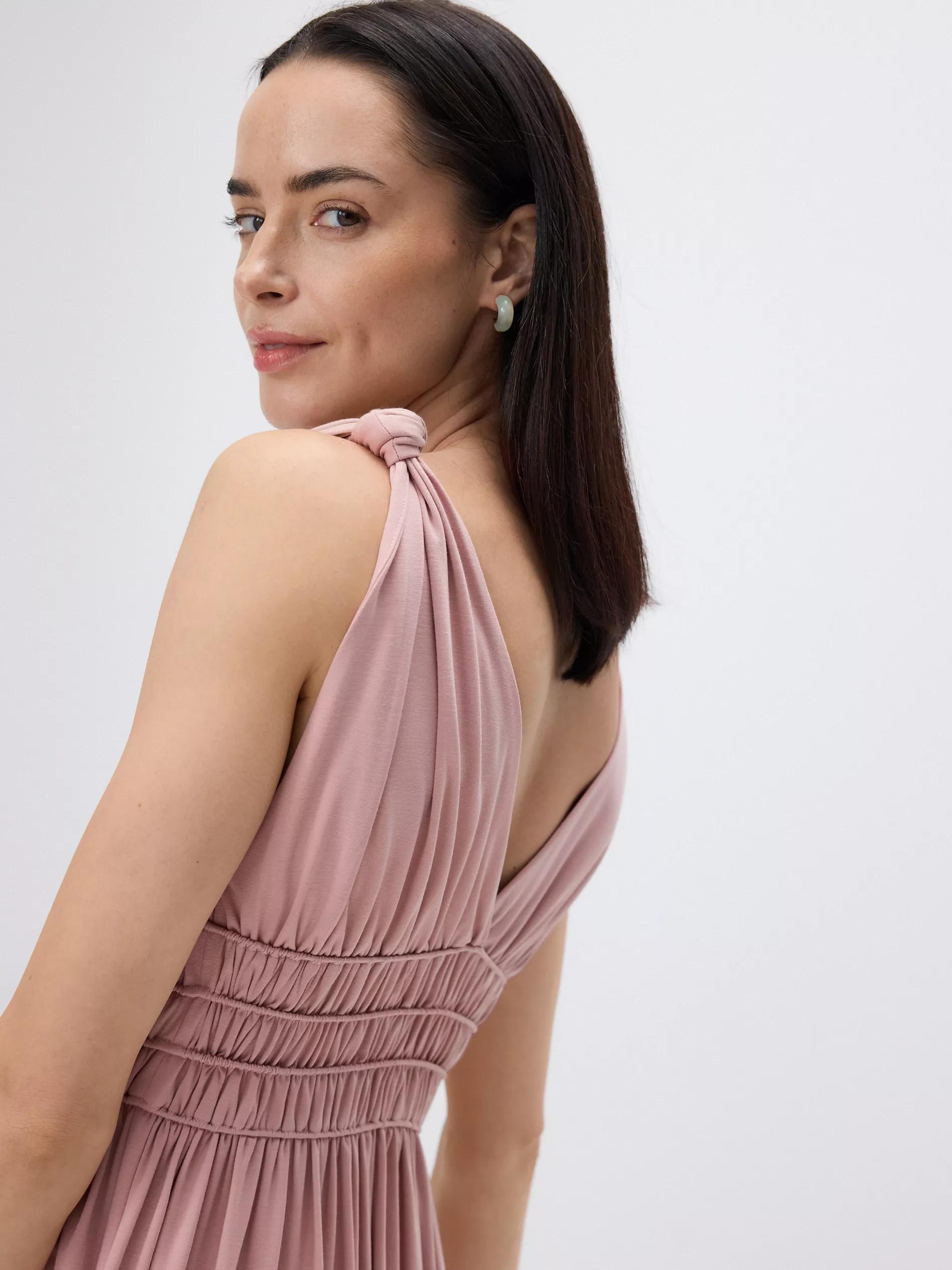 Pink Maxi Dress With Gathering, , large image number 1