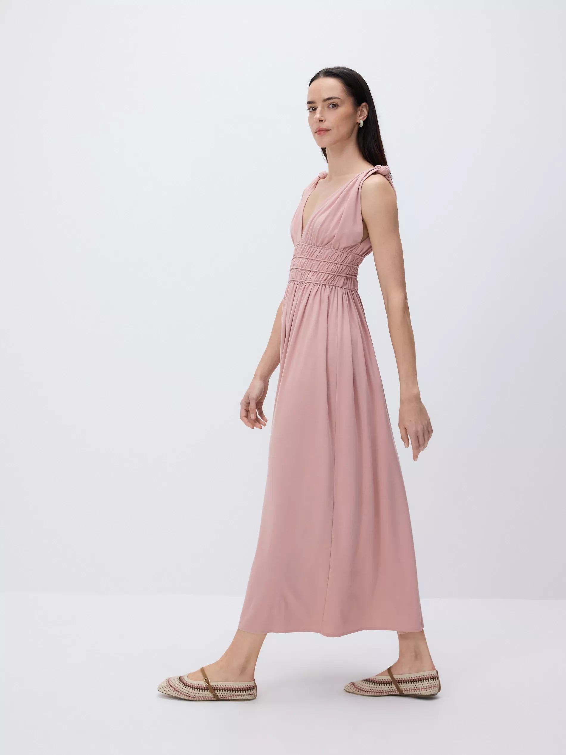 Pink Maxi Dress With Gathering, , large image number 3