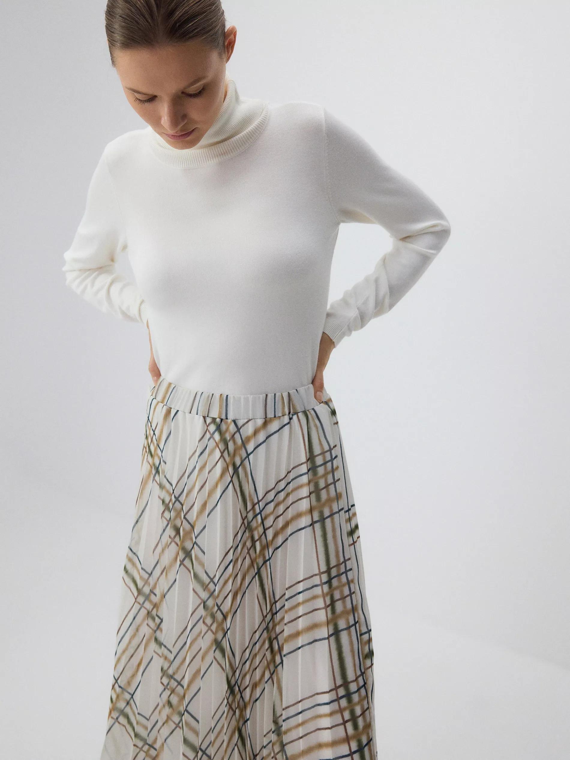 Multicolour Pleated Midi Skirt, , large image number 1