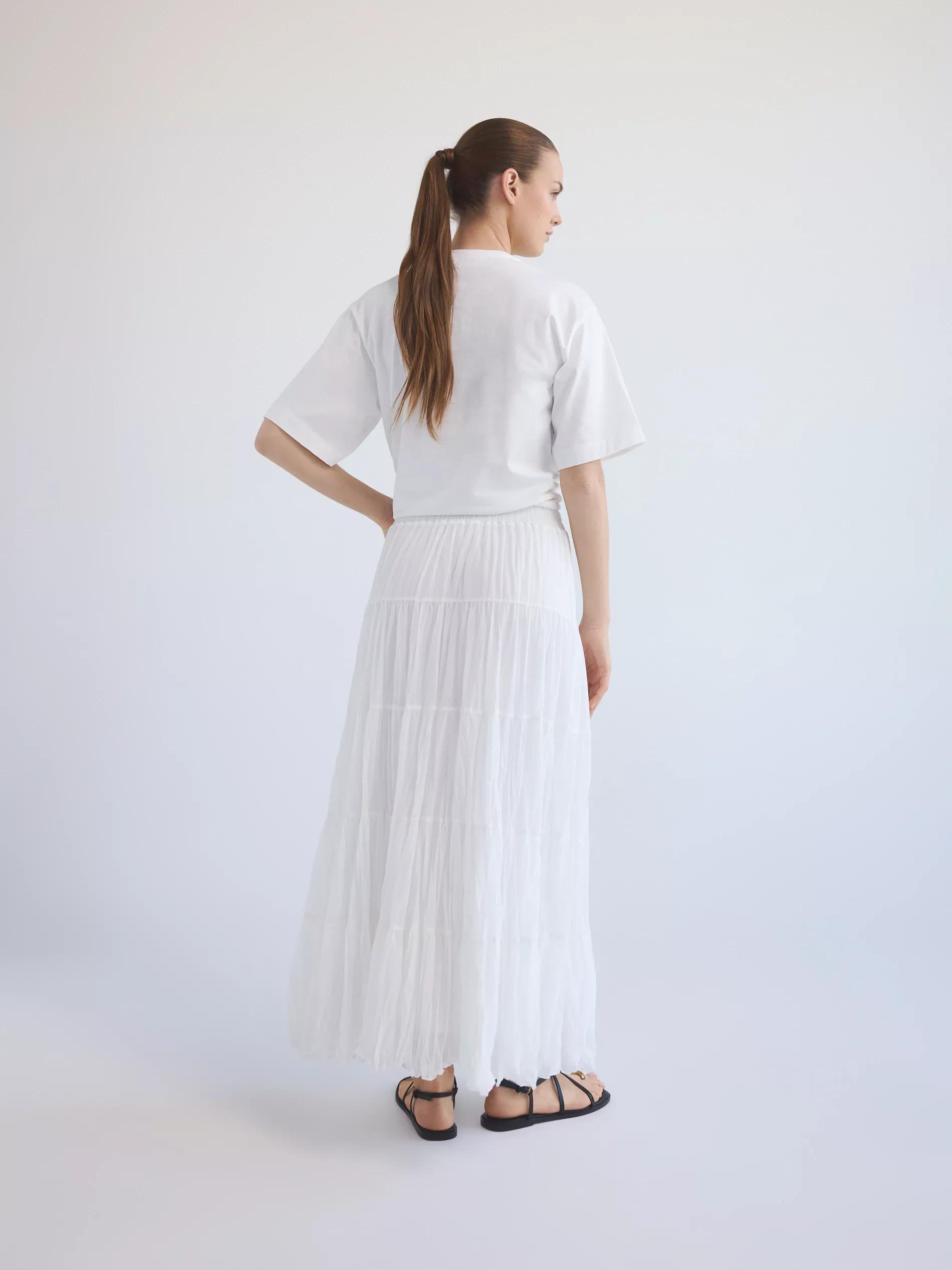 White Crinkled Midi Skirt, , large image number 1