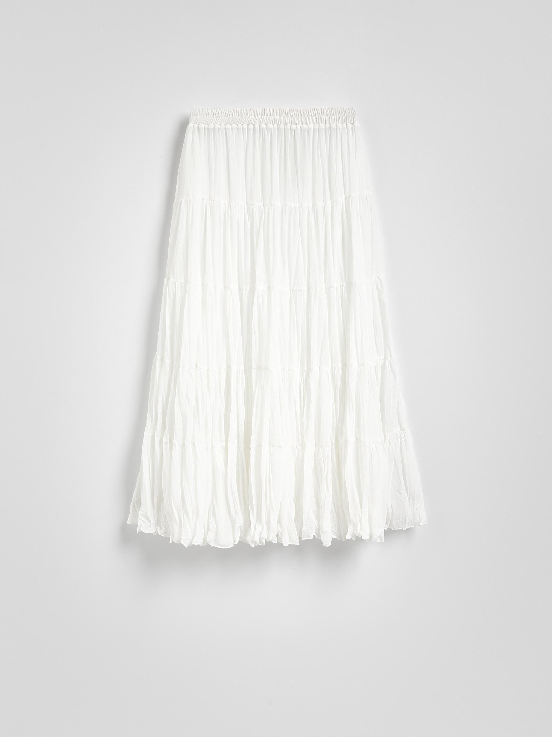 White Crinkled Midi Skirt, , large image number 5