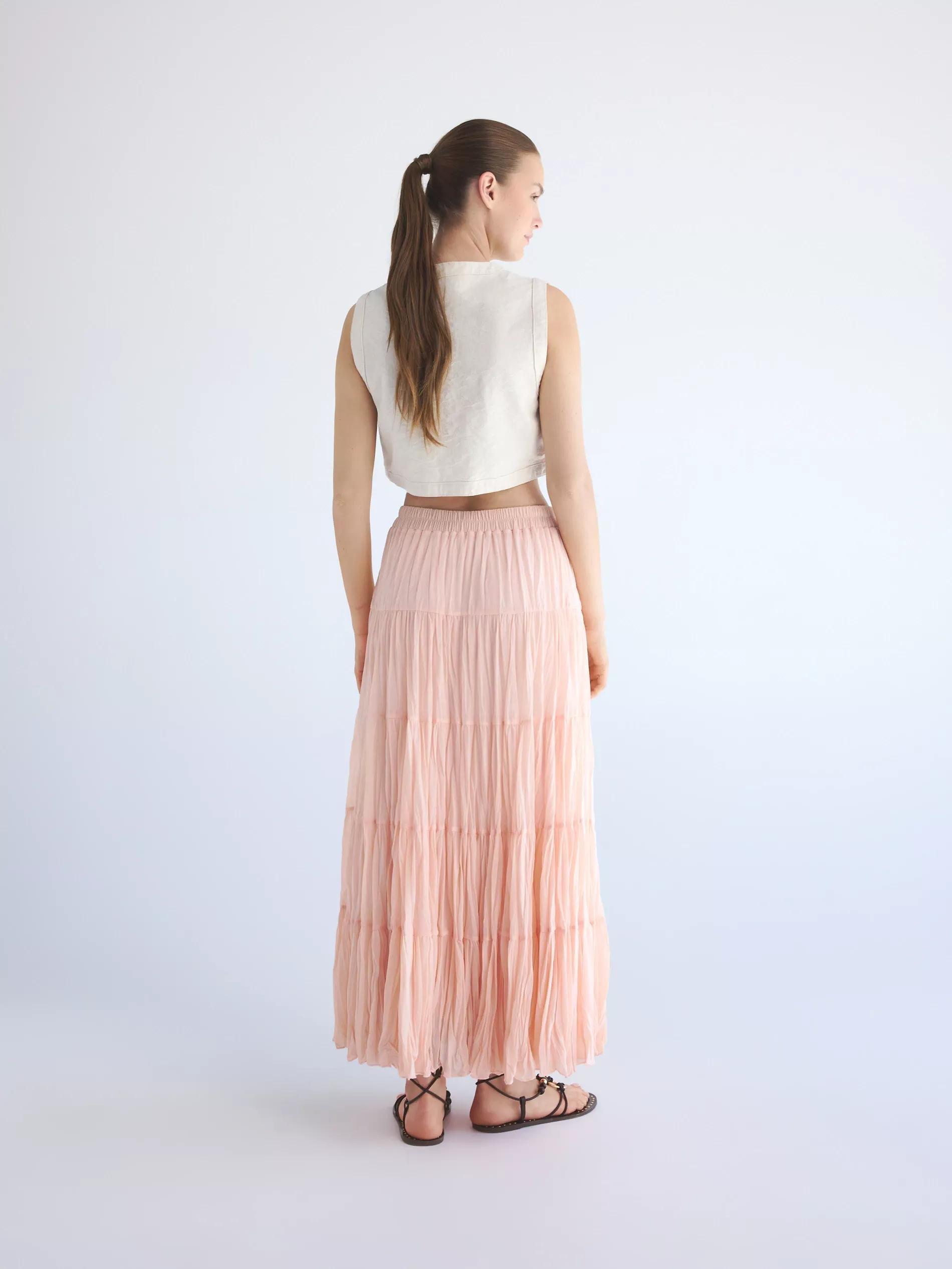 Pink Crinkled Midi Skirt, , large image number 3