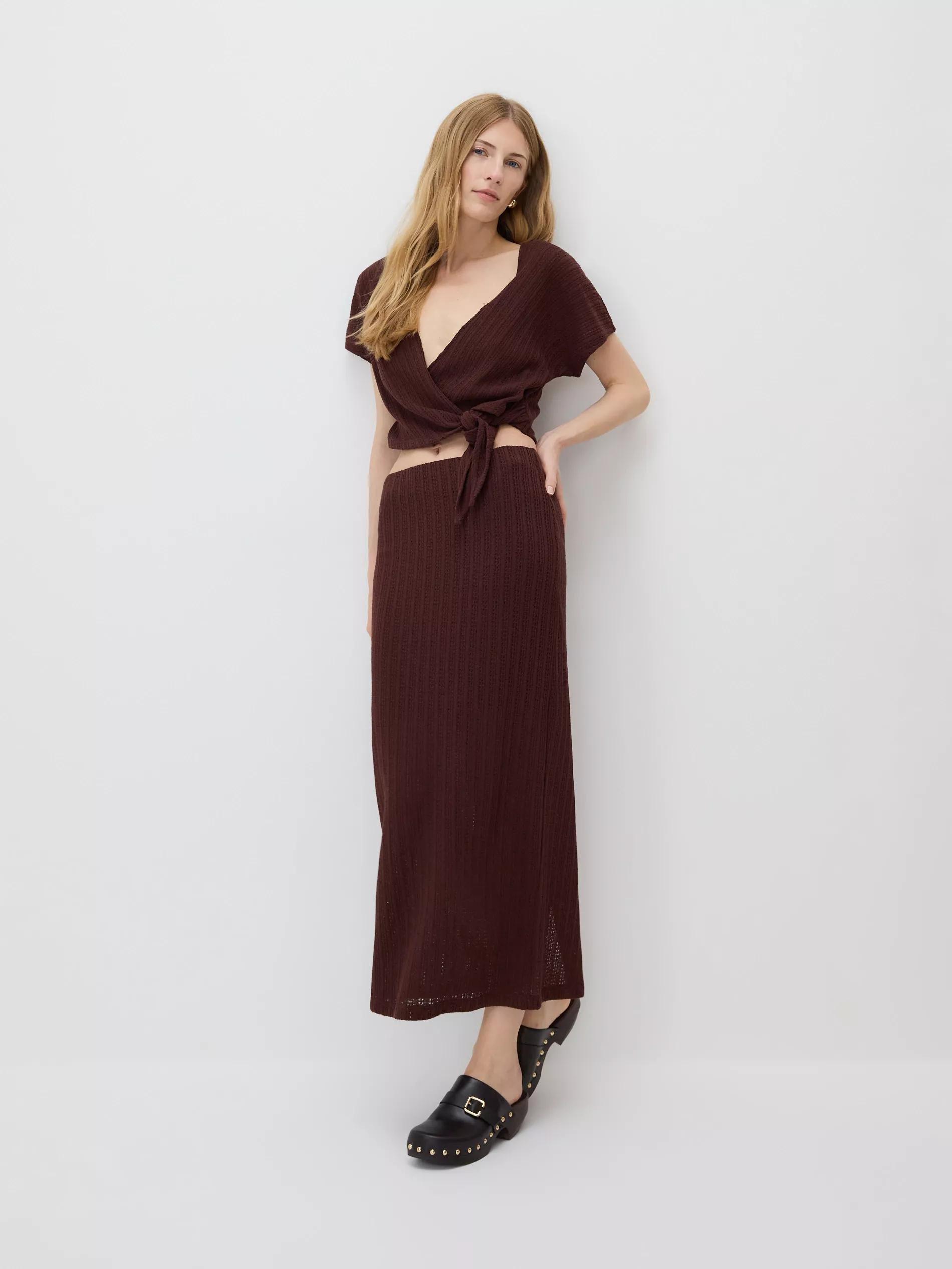 Brown Jersey Maxi Skirt, , large image number 0