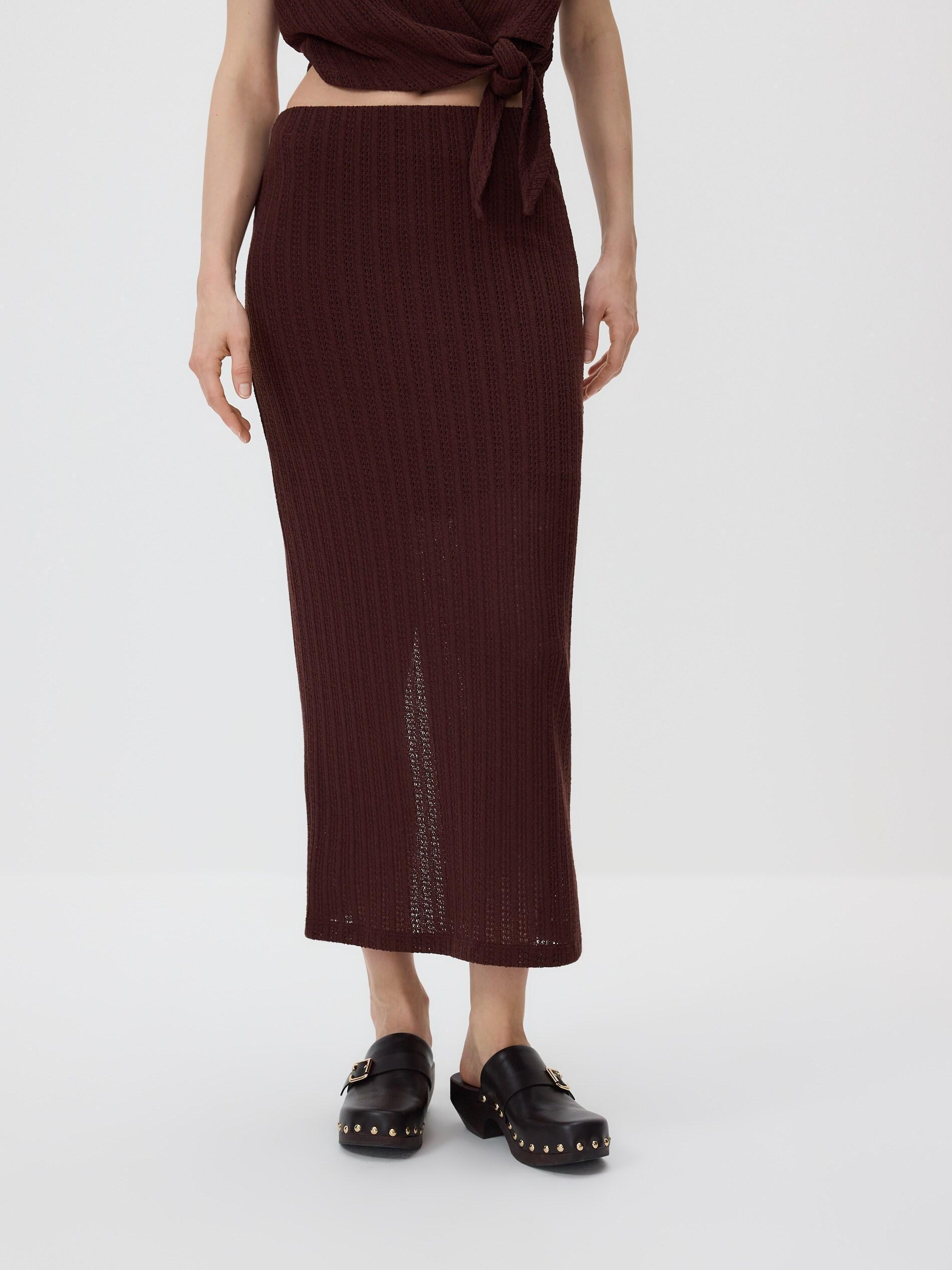 Brown Jersey Maxi Skirt, Brown, medium