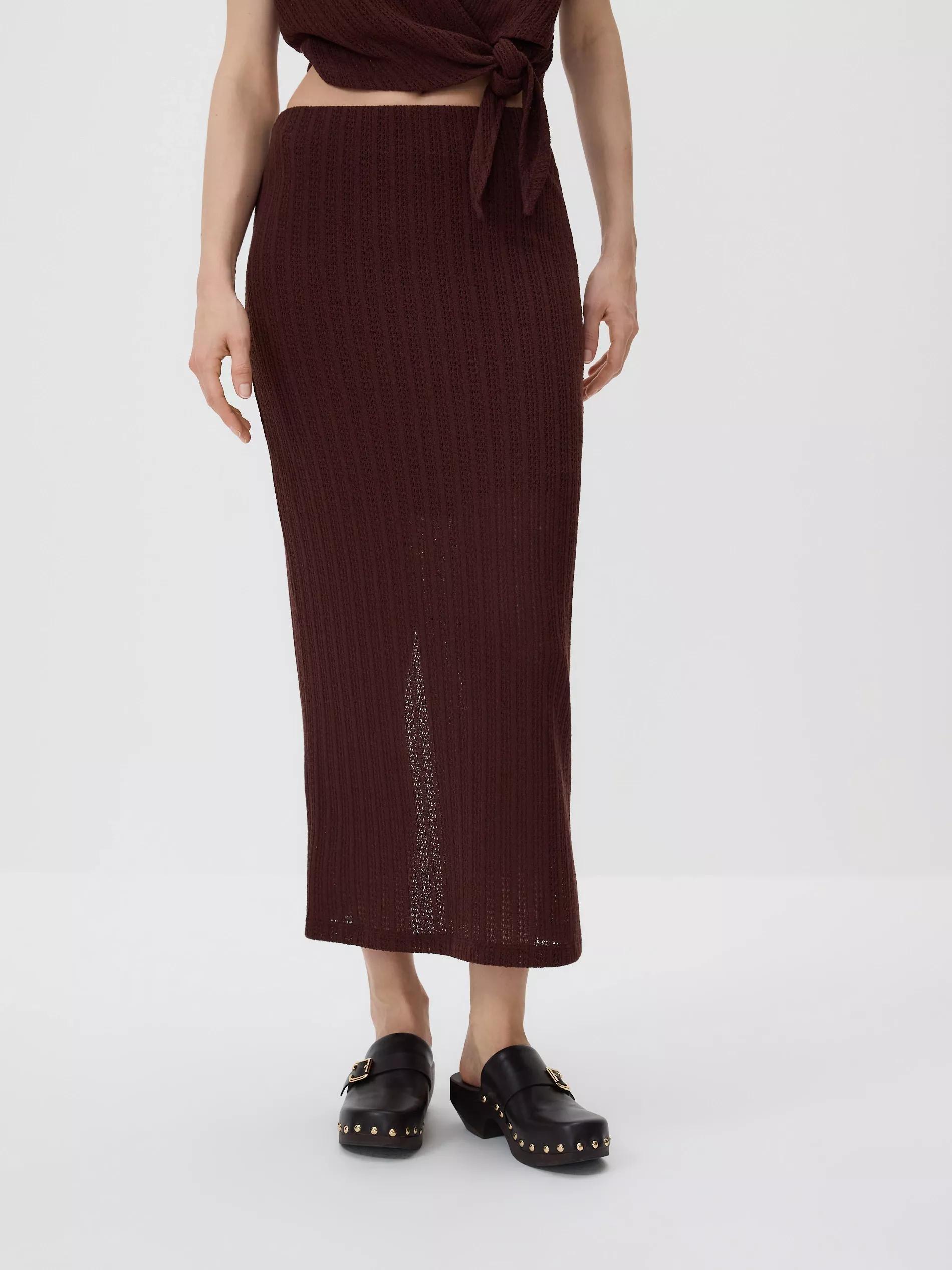 Brown Jersey Maxi Skirt, , large image number 2