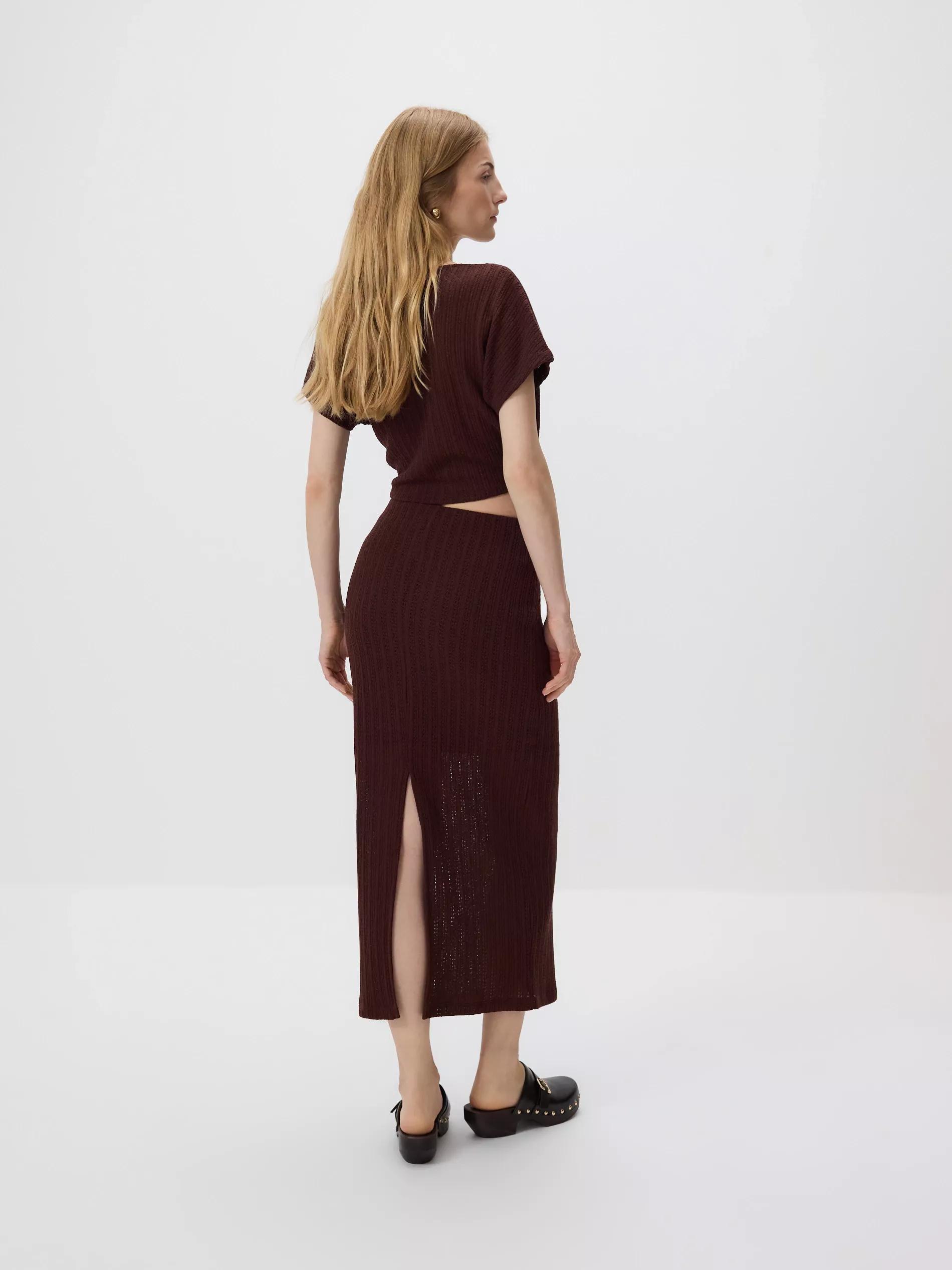 Brown Jersey Maxi Skirt, , large image number 3
