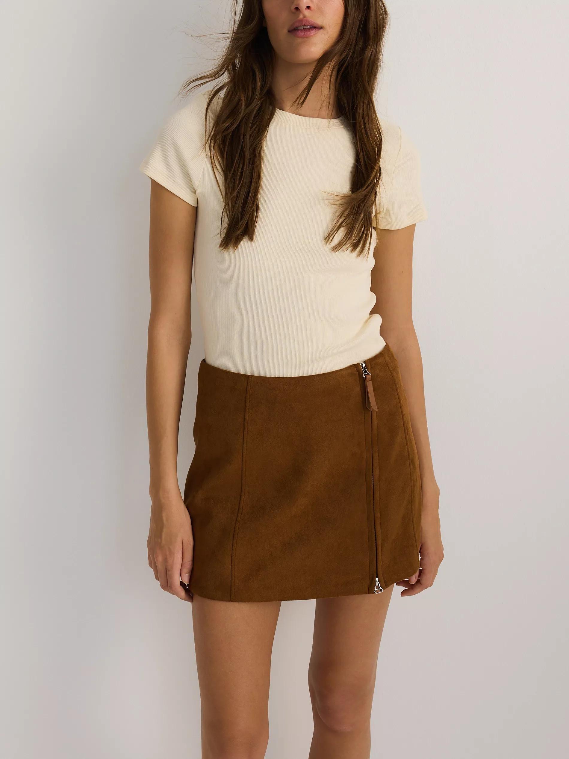 BEIGE Faux suede mini skirt, , large image number 0