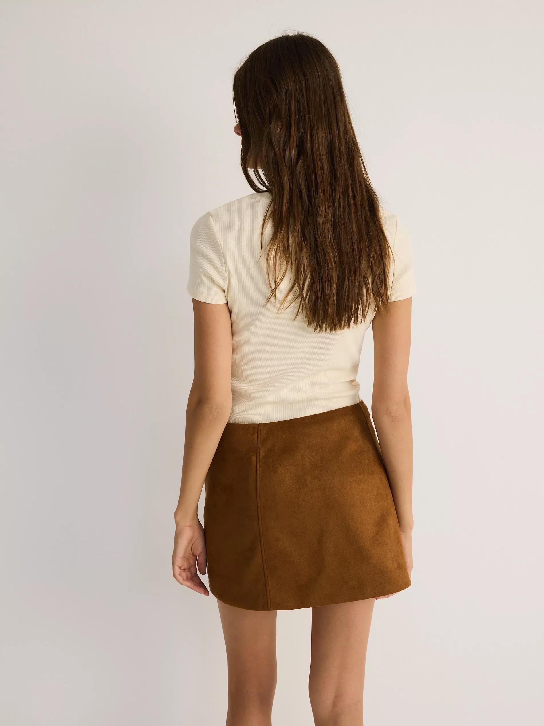 BEIGE Faux suede mini skirt, , large image number 3