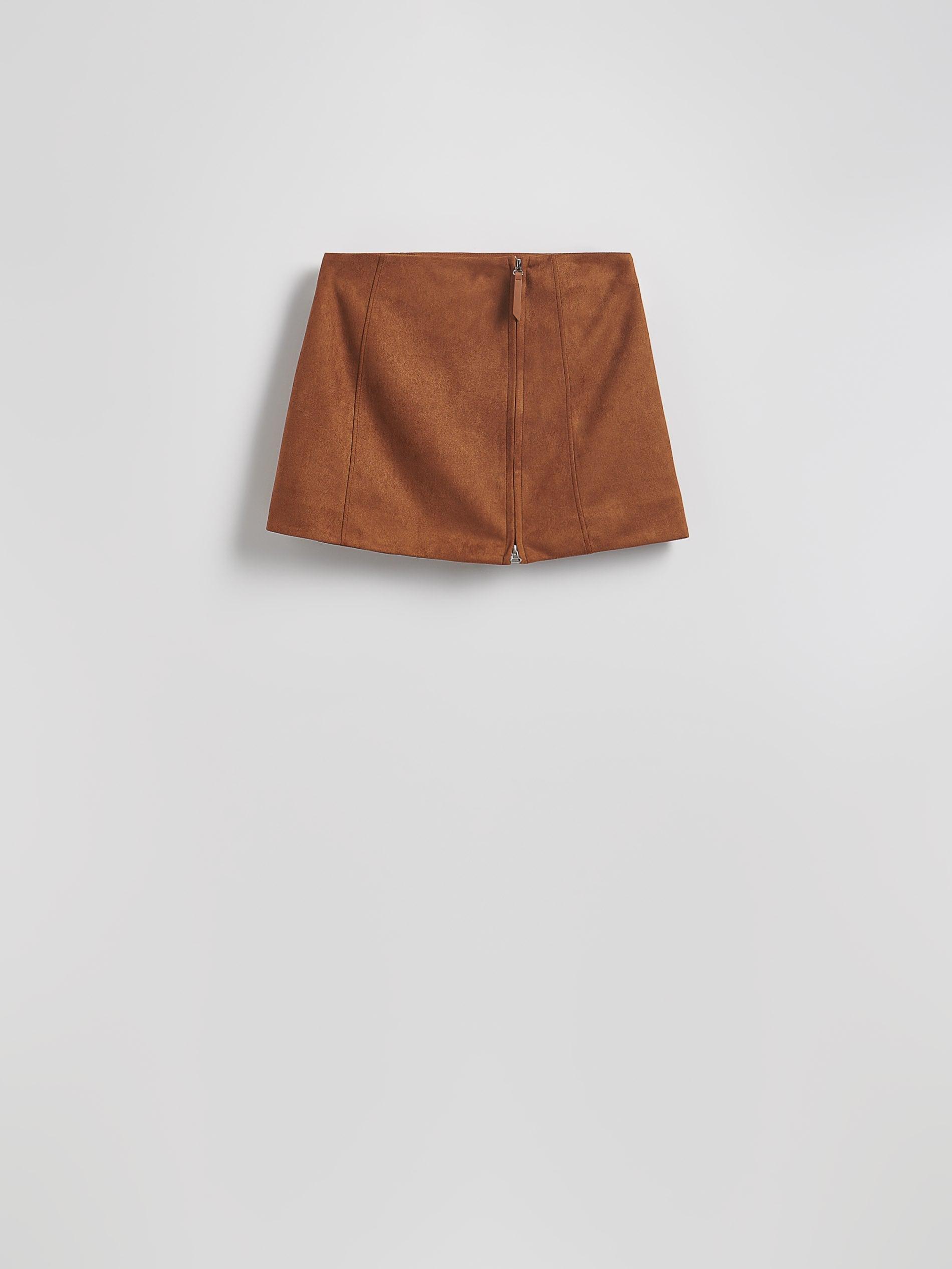 BEIGE Faux suede mini skirt, , large image number 4