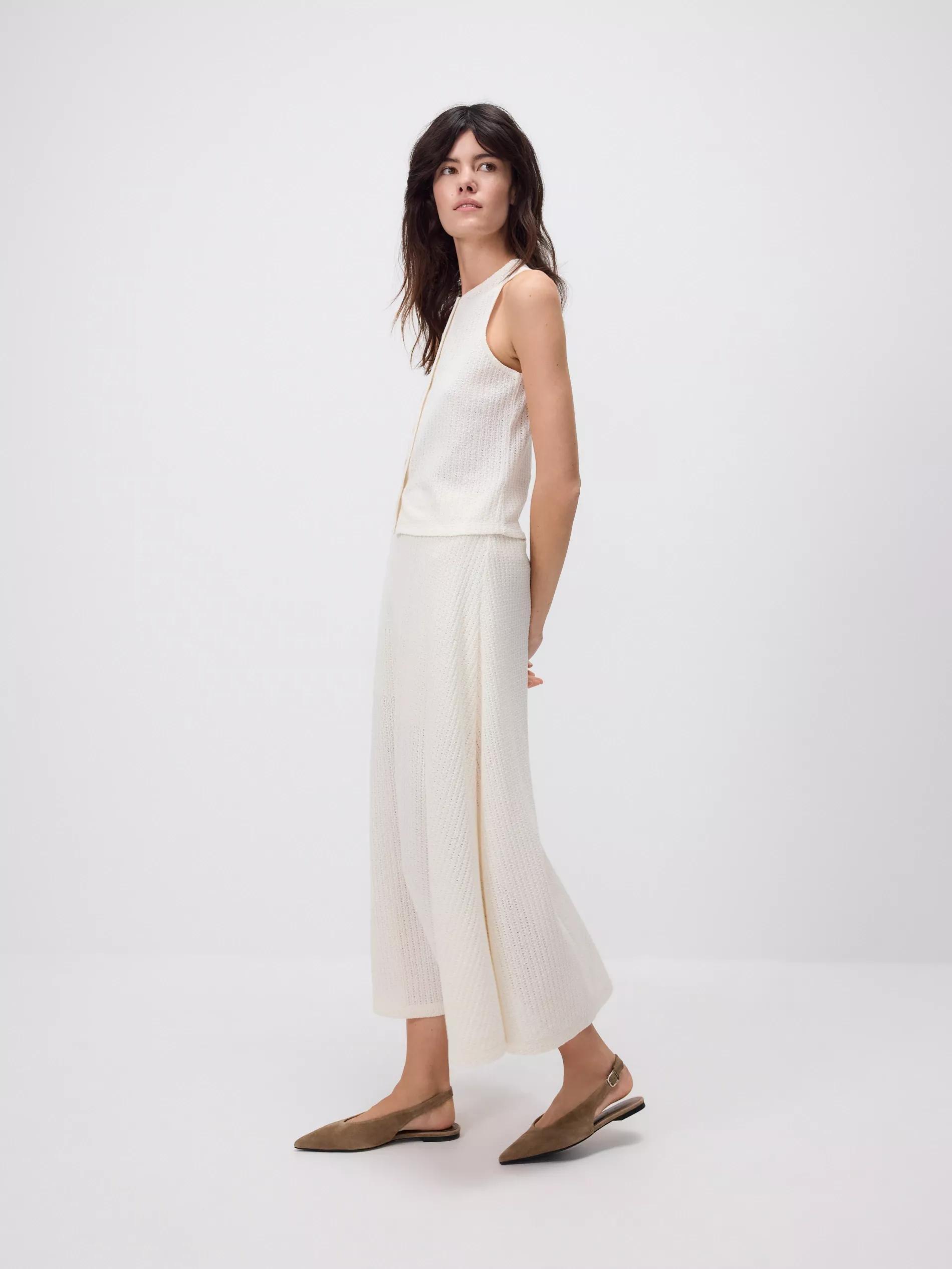Cream Maxi Jersey Skirt, , large image number 0