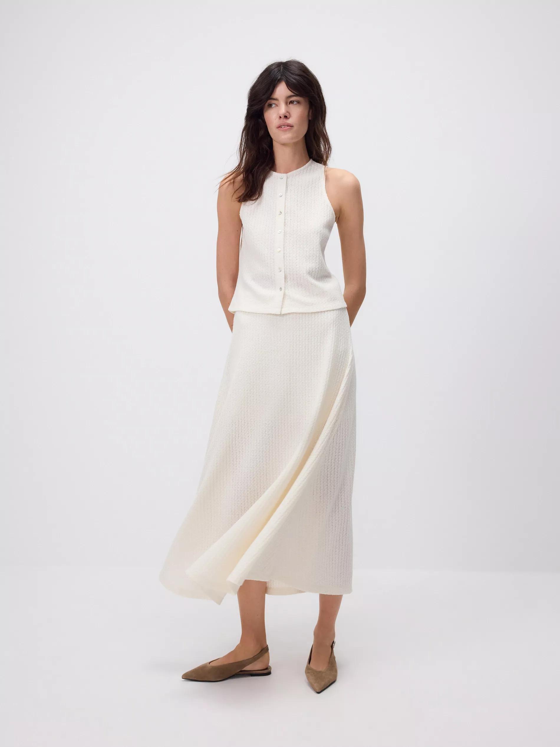 Cream Maxi Jersey Skirt, , large image number 2