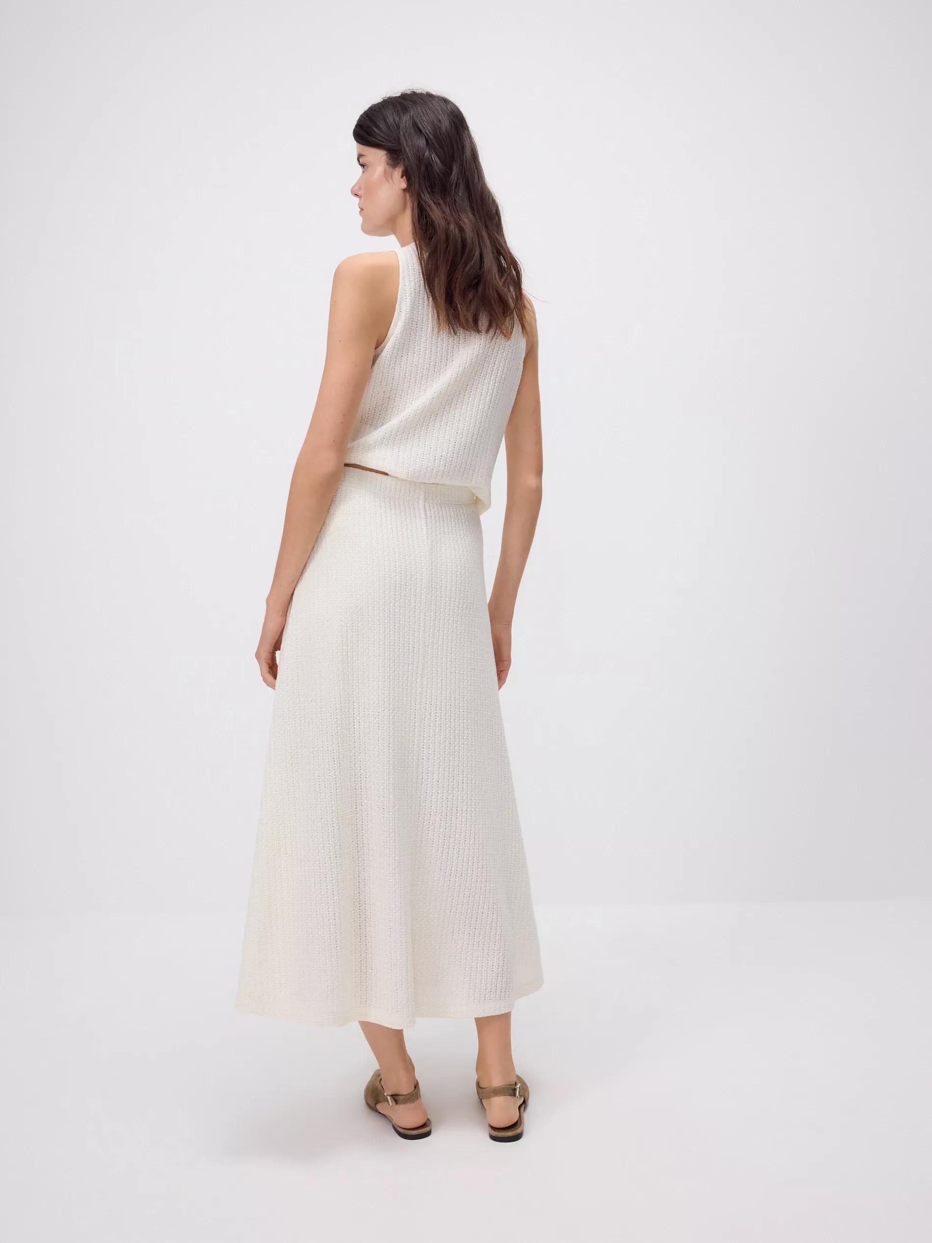 Cream Maxi Jersey Skirt, , large image number 3