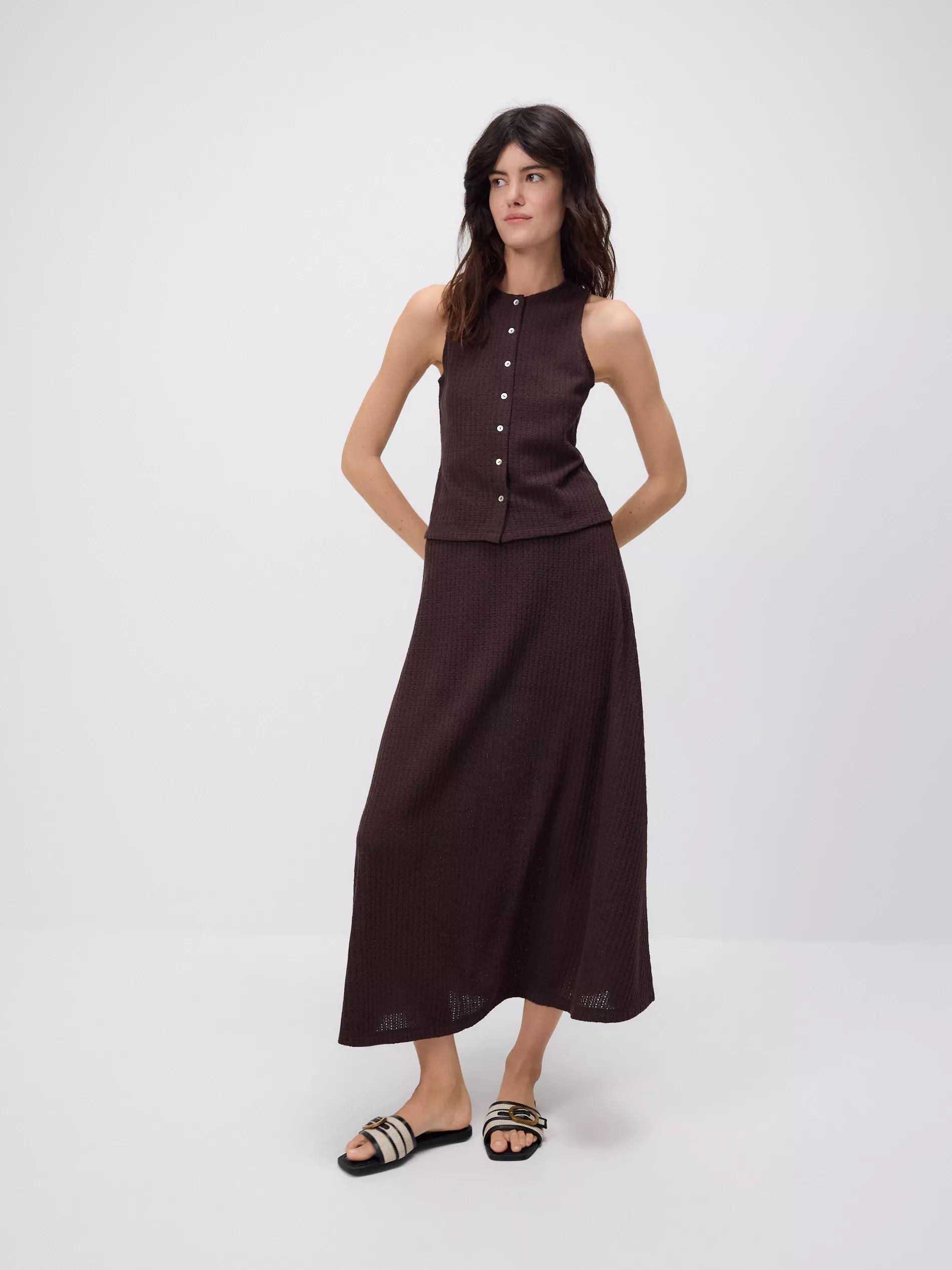 Brown Maxi Jersey Skirt, , large image number 0