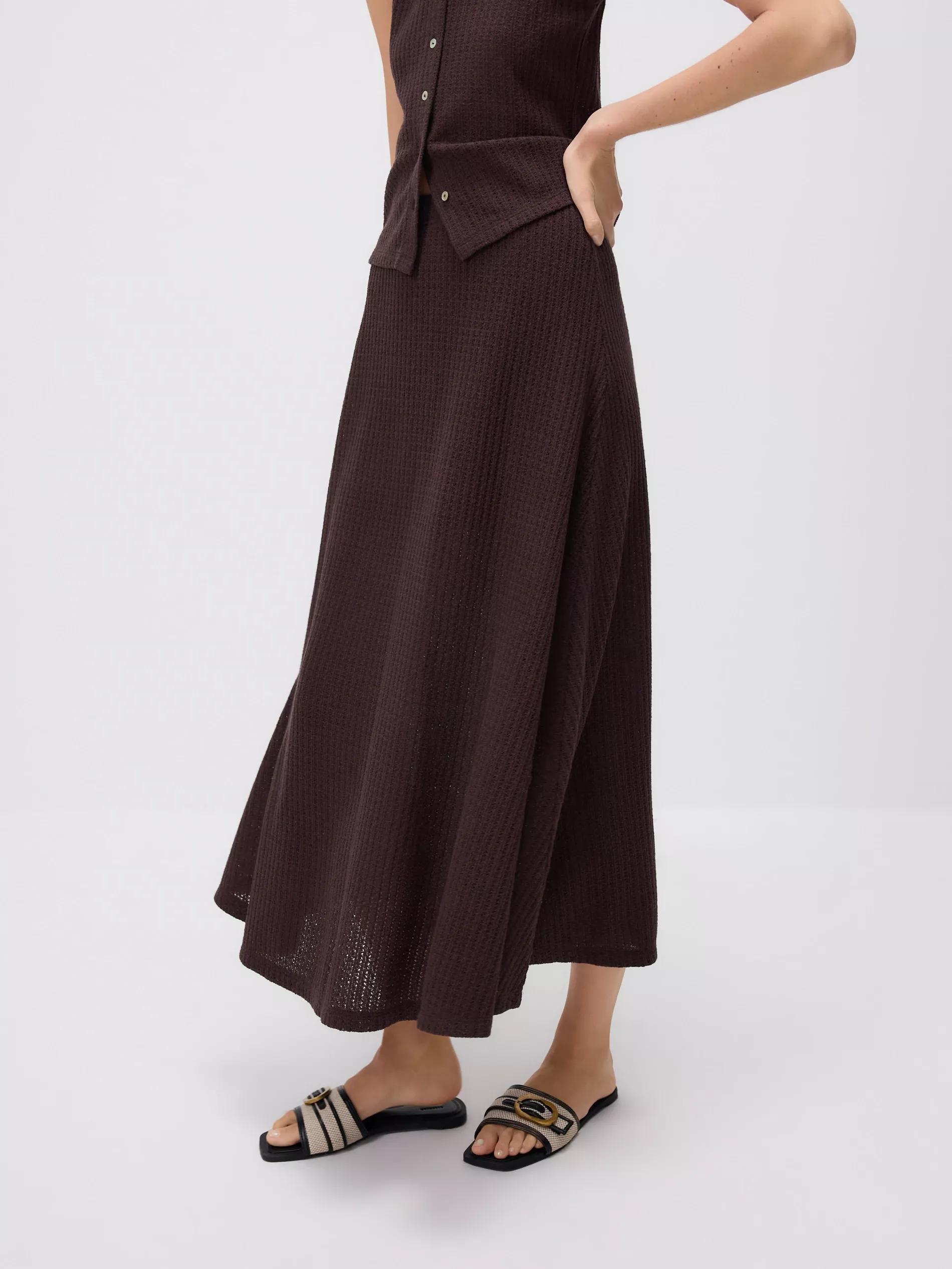 Brown Maxi Jersey Skirt, , large image number 2