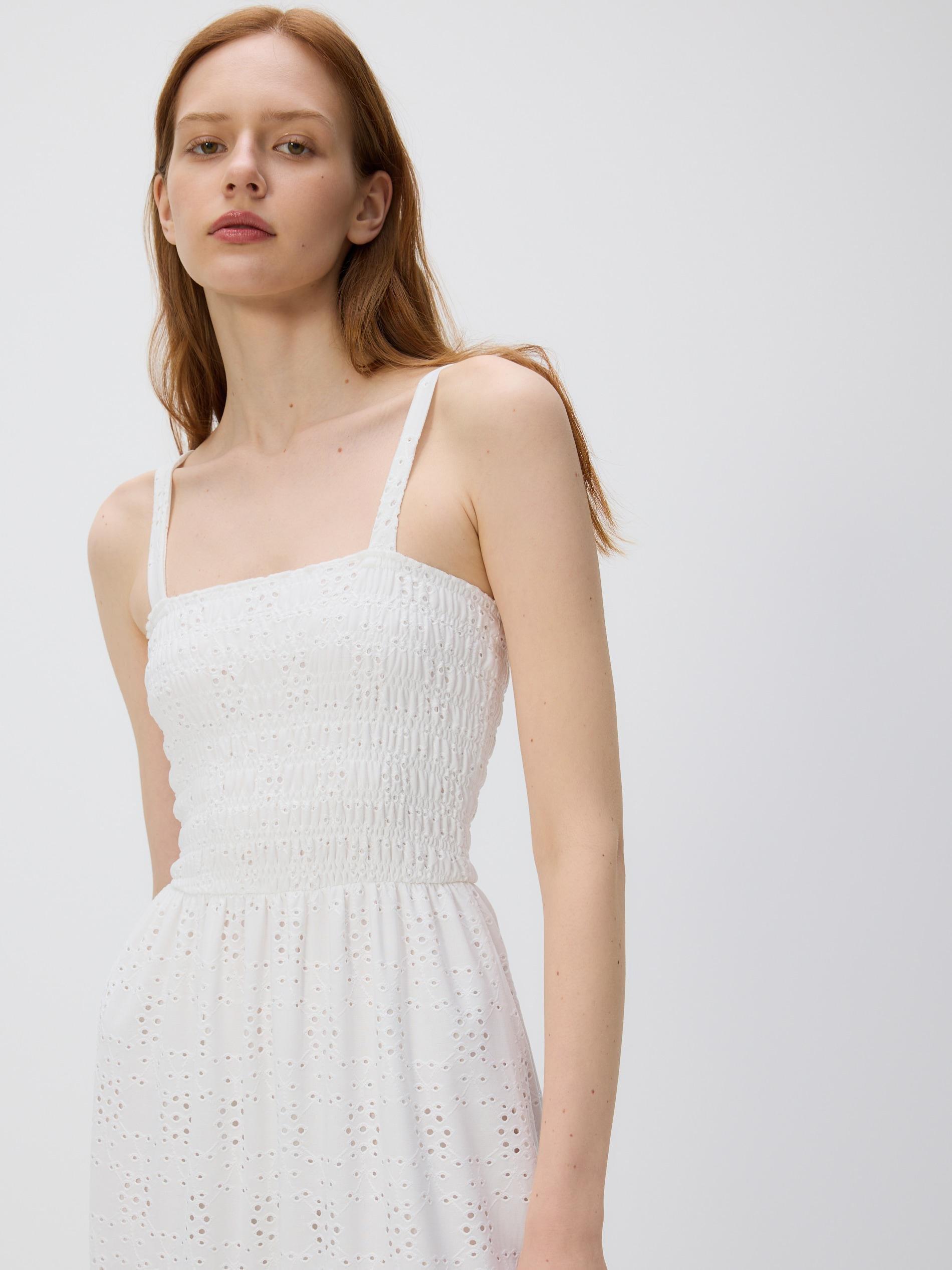 White Openwork Midi Dress, , large image number 2