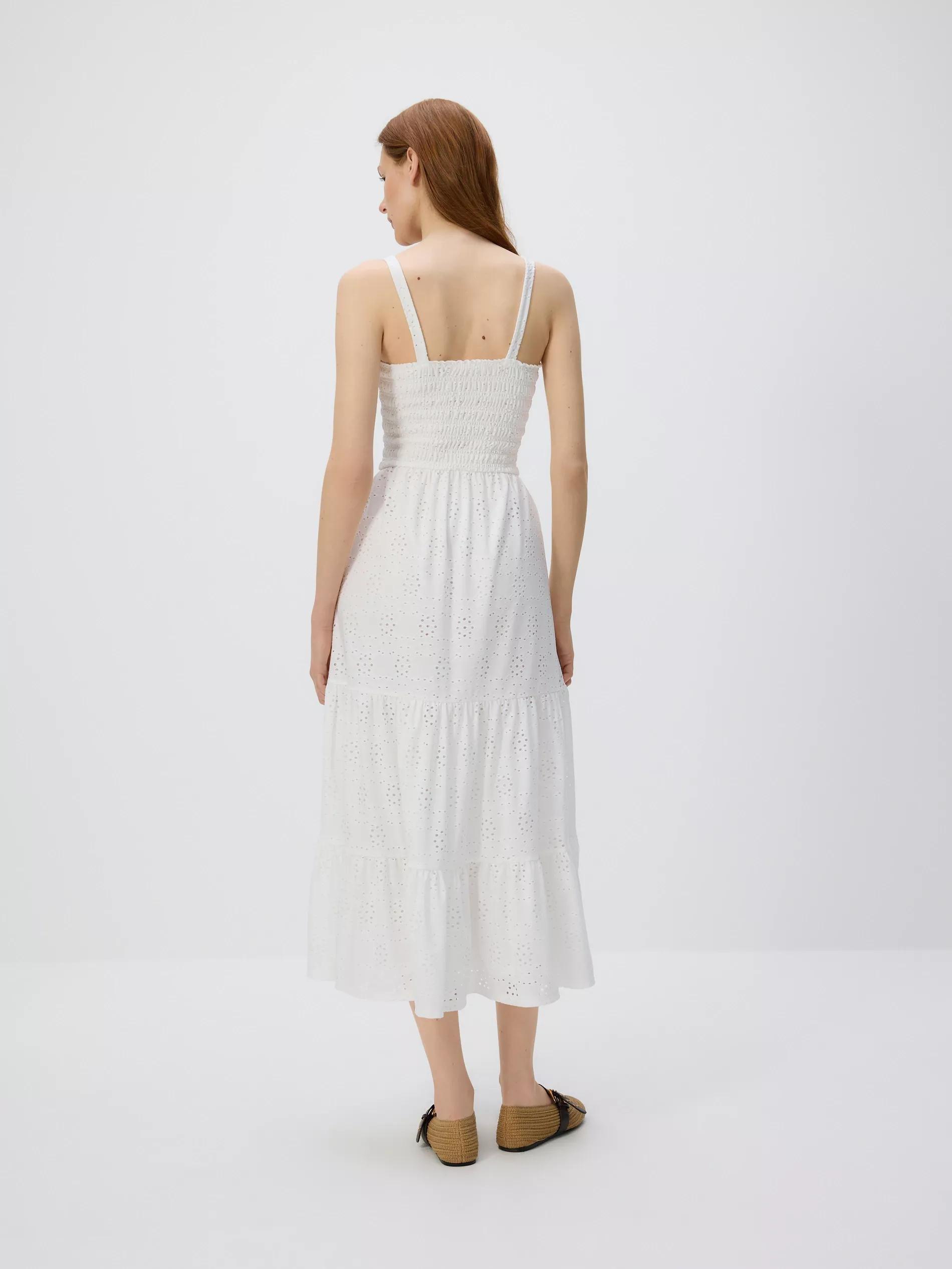White Openwork Midi Dress, , large image number 3