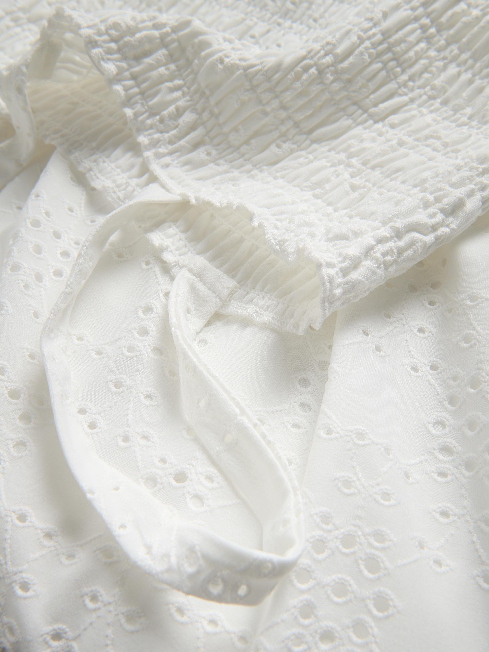 White Openwork Midi Dress, , large image number 5