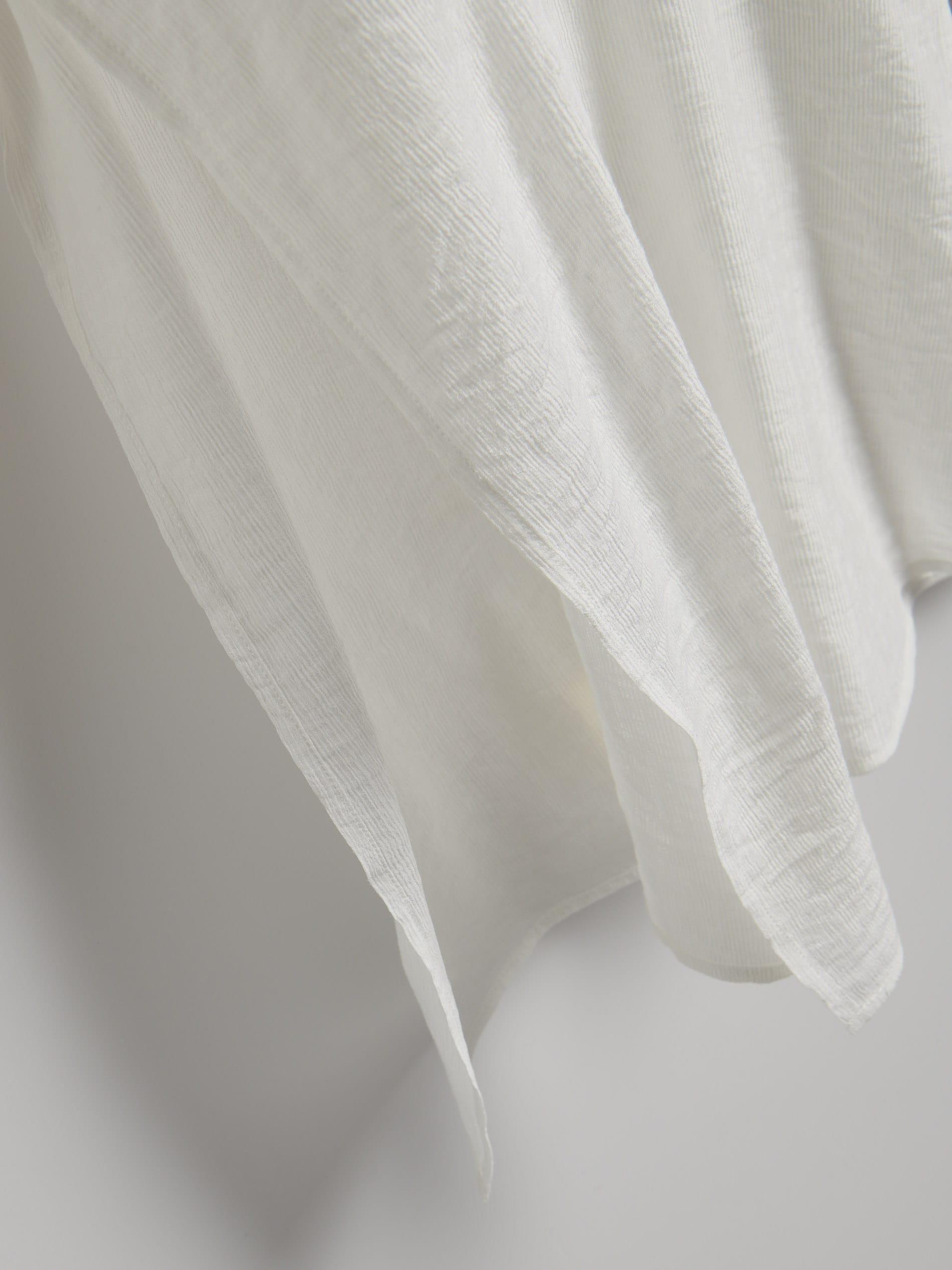 Cream Longline Viscose Shirt, Ivory, large image number 5