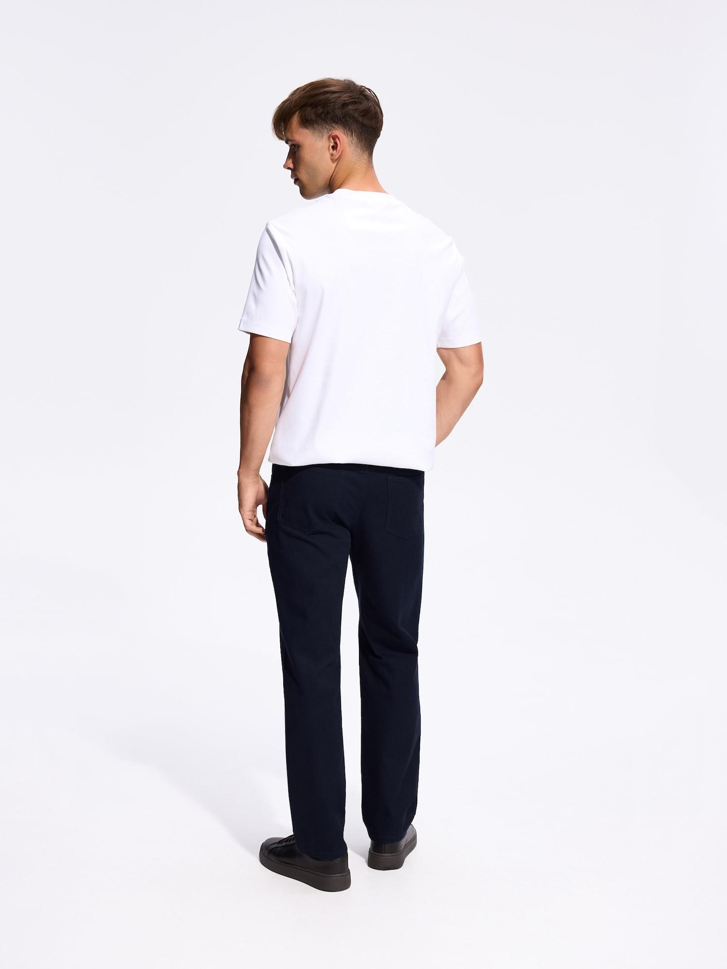 Blue Straight Cotton Pants, Navy, medium
