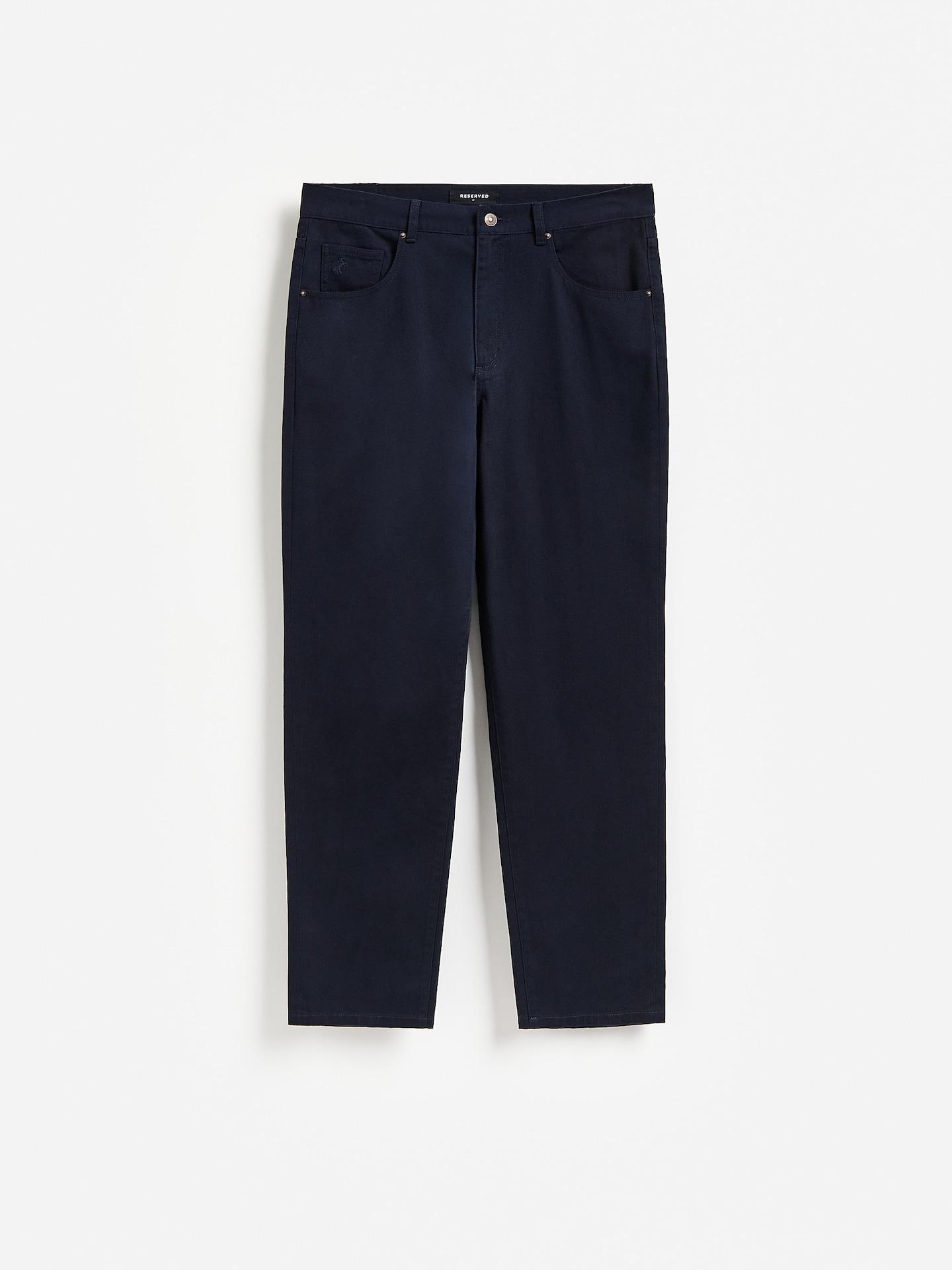 Blue Straight Cotton Pants, Navy, large image number 3