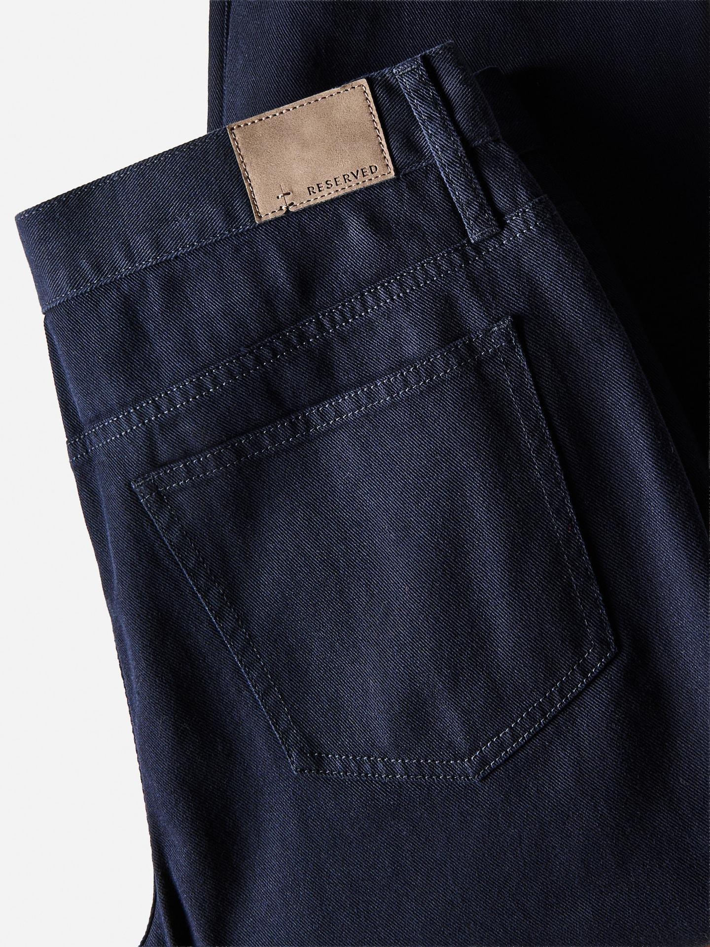 Blue Straight Cotton Pants, Navy, large image number 4